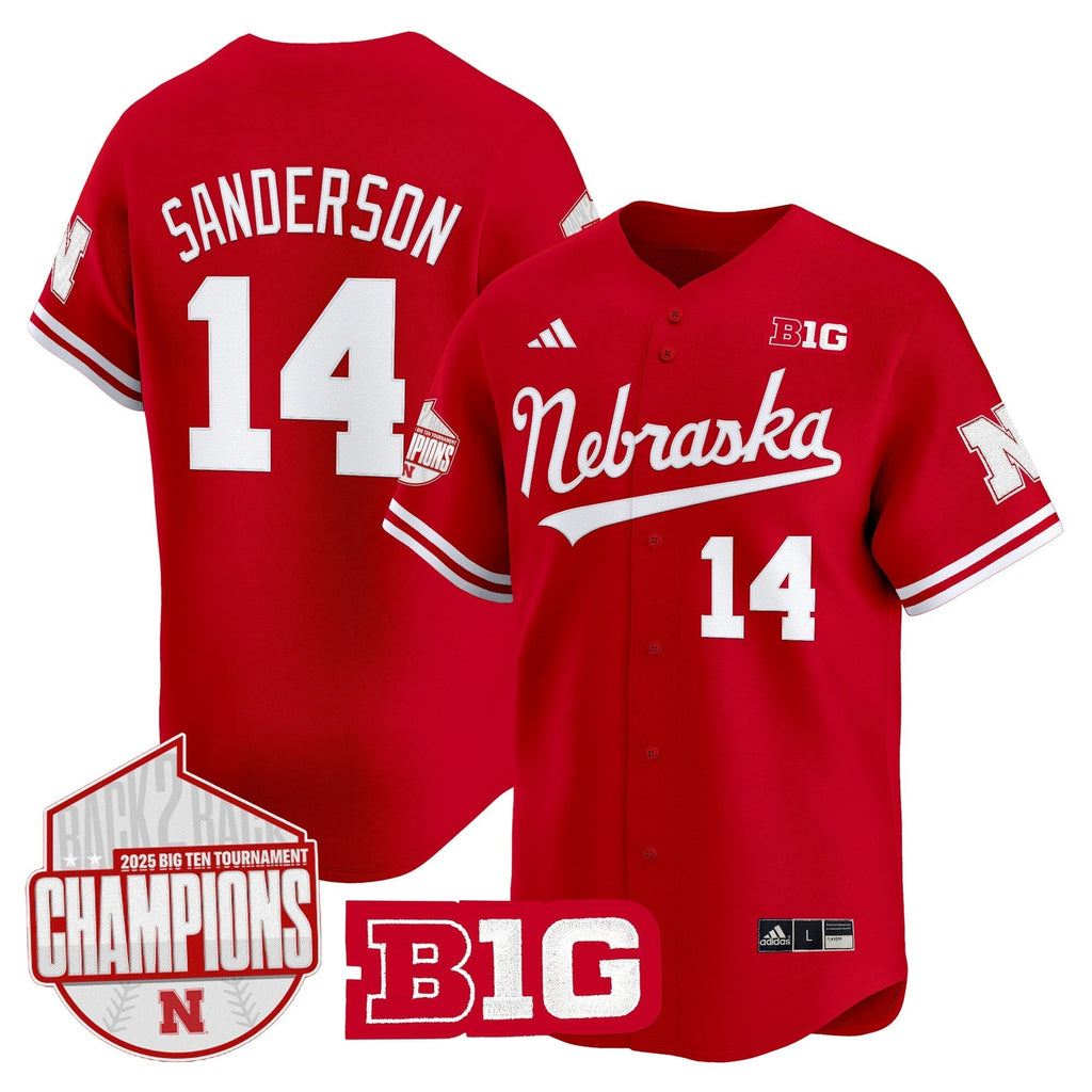 Nebraska Huskers Back 2 Back Champions Patch Vapor Premier Limited Men Jersey - All Stitched