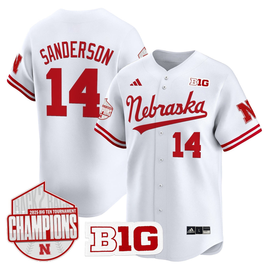 Nebraska Huskers Back 2 Back Champions Patch Vapor Premier Limited Jersey - All Stitched