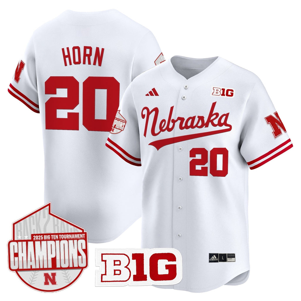 Nebraska Huskers Back 2 Back Champions Patch Vapor Premier Limited Jersey - All Stitched