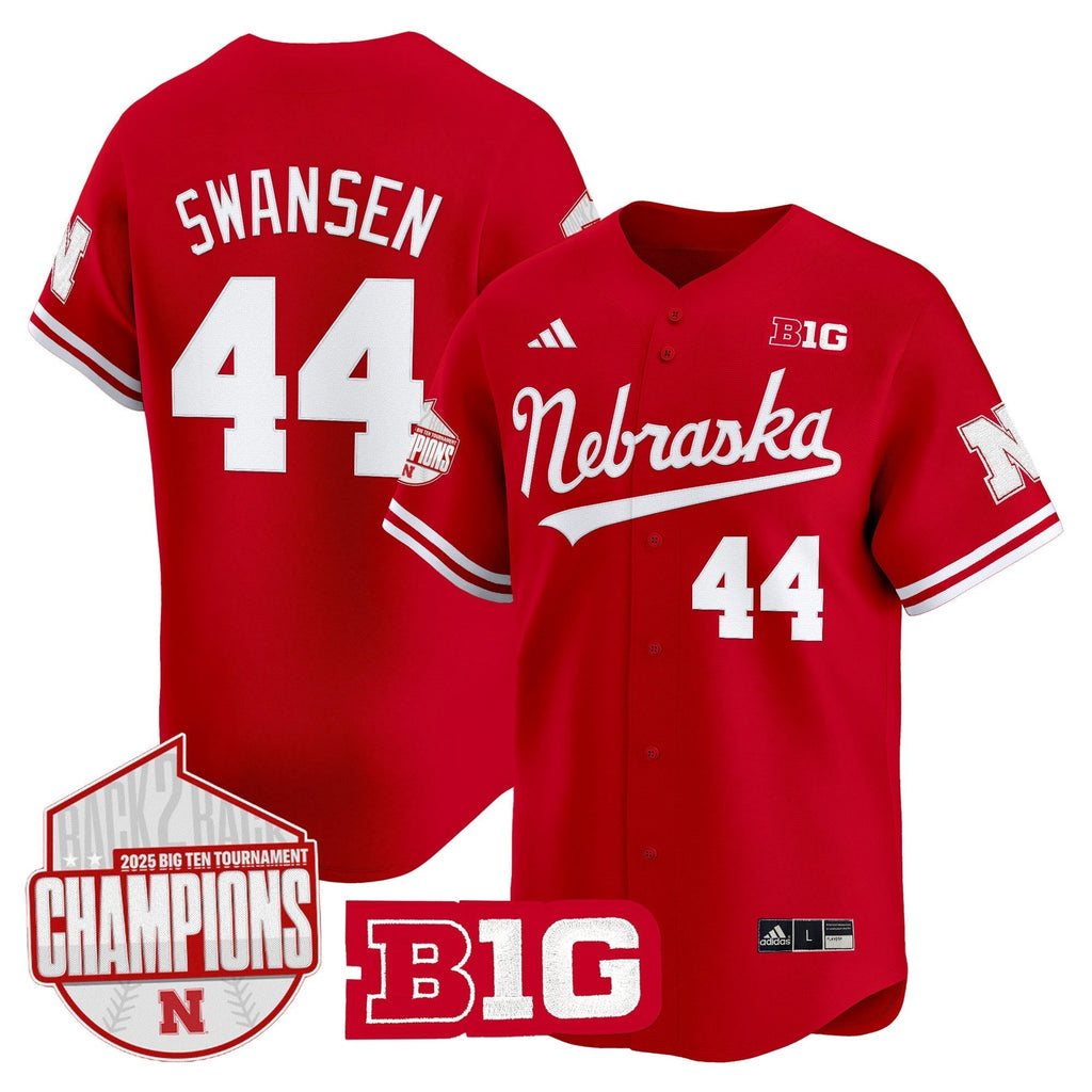 Nebraska Huskers Back 2 Back Champions Patch Vapor Premier Limited Men Jersey - All Stitched