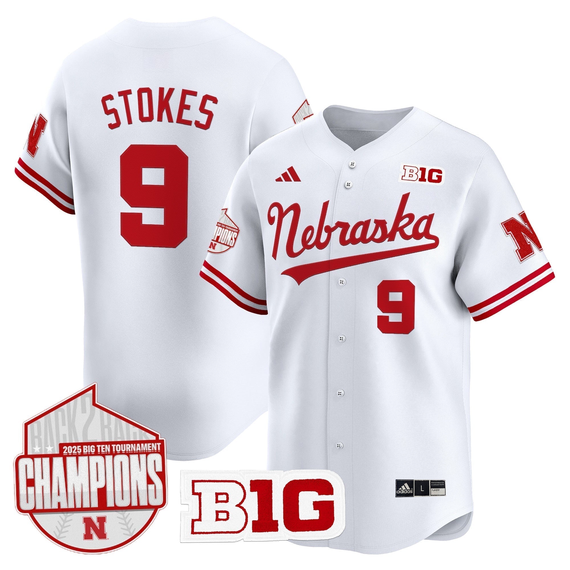 Nebraska Huskers Back 2 Back Champions Patch Vapor Premier Limited Jersey - All Stitched