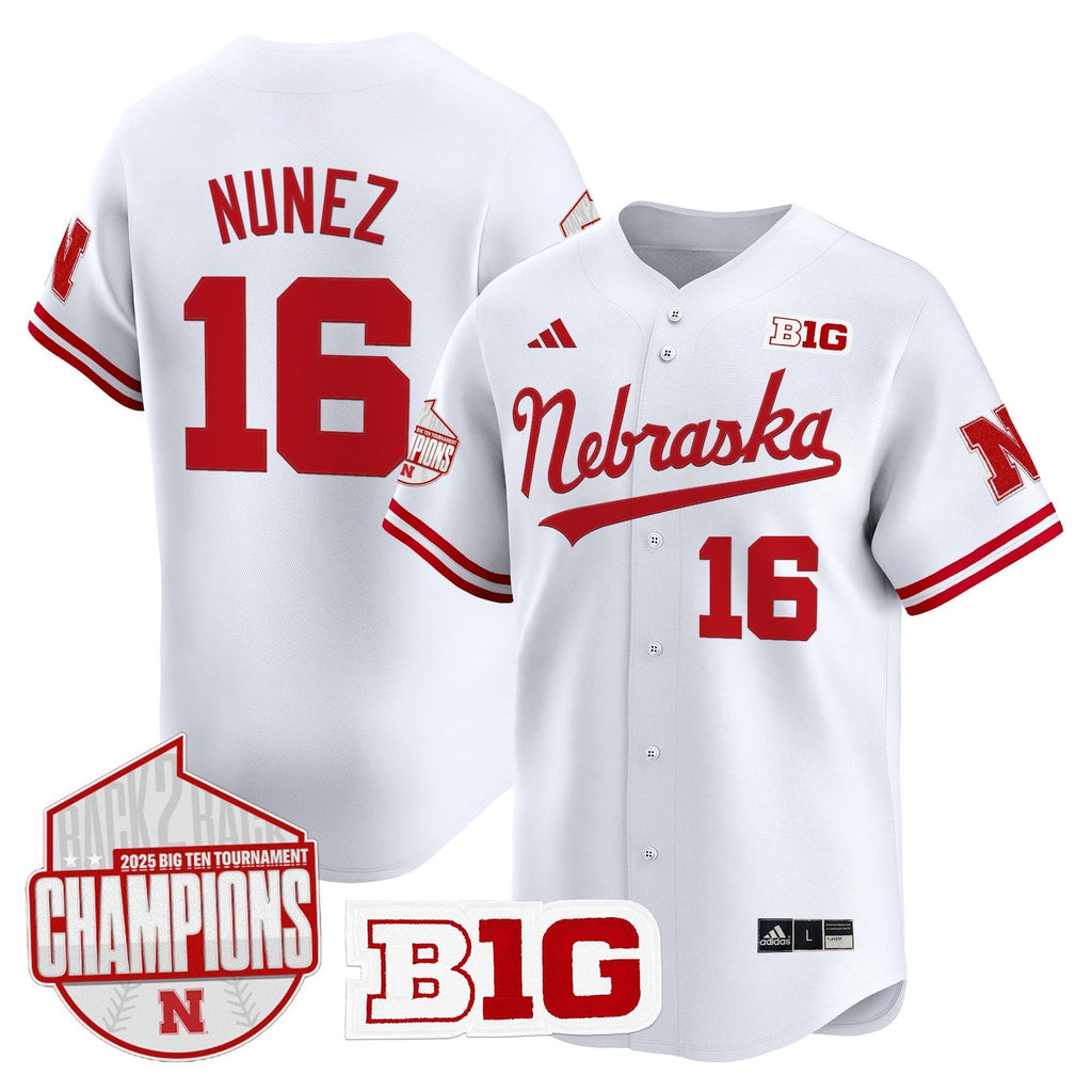 Nebraska Huskers Back 2 Back Champions Patch Vapor Premier Limited Jersey - All Stitched