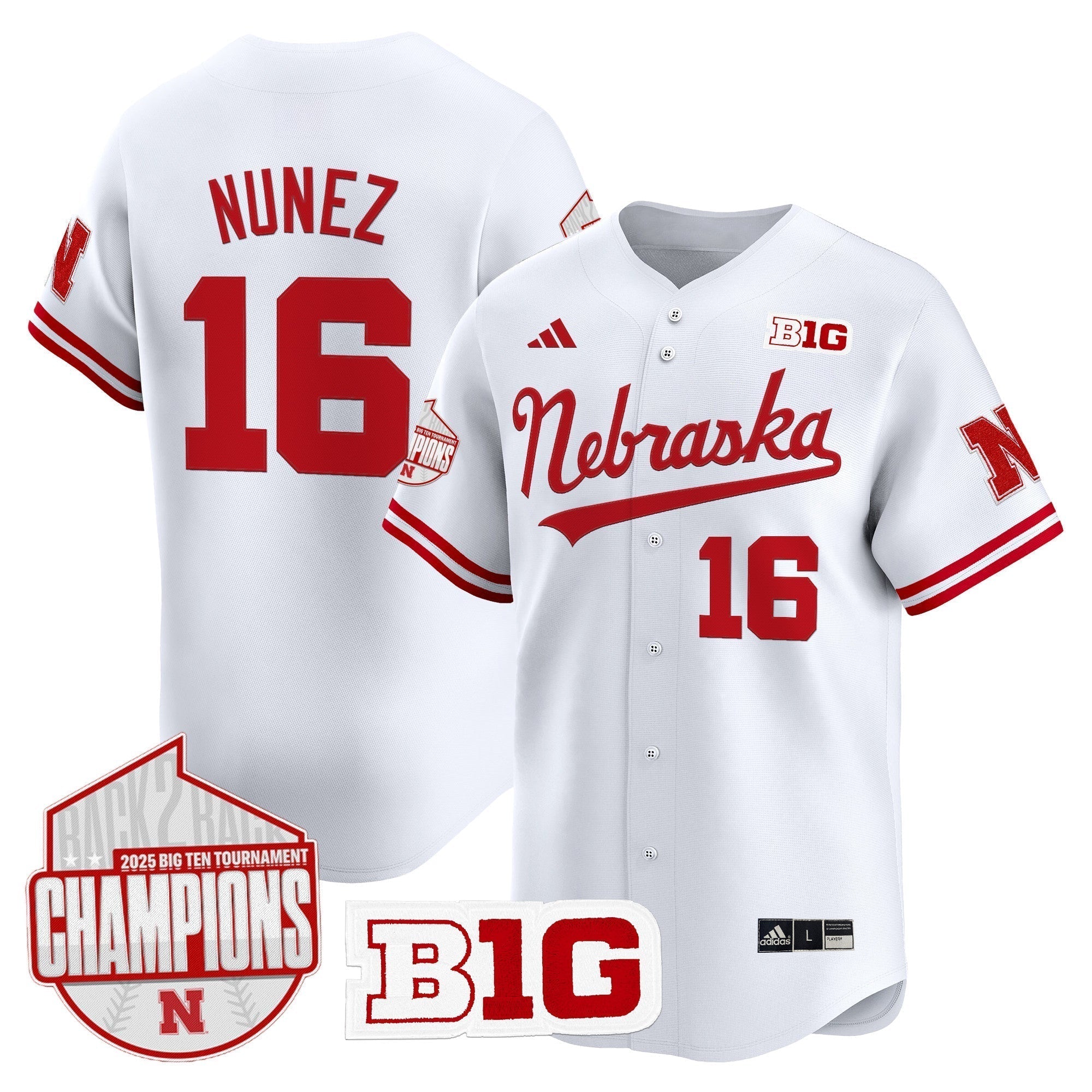Nebraska Huskers Back 2 Back Champions Patch Vapor Premier Limited Jersey - All Stitched