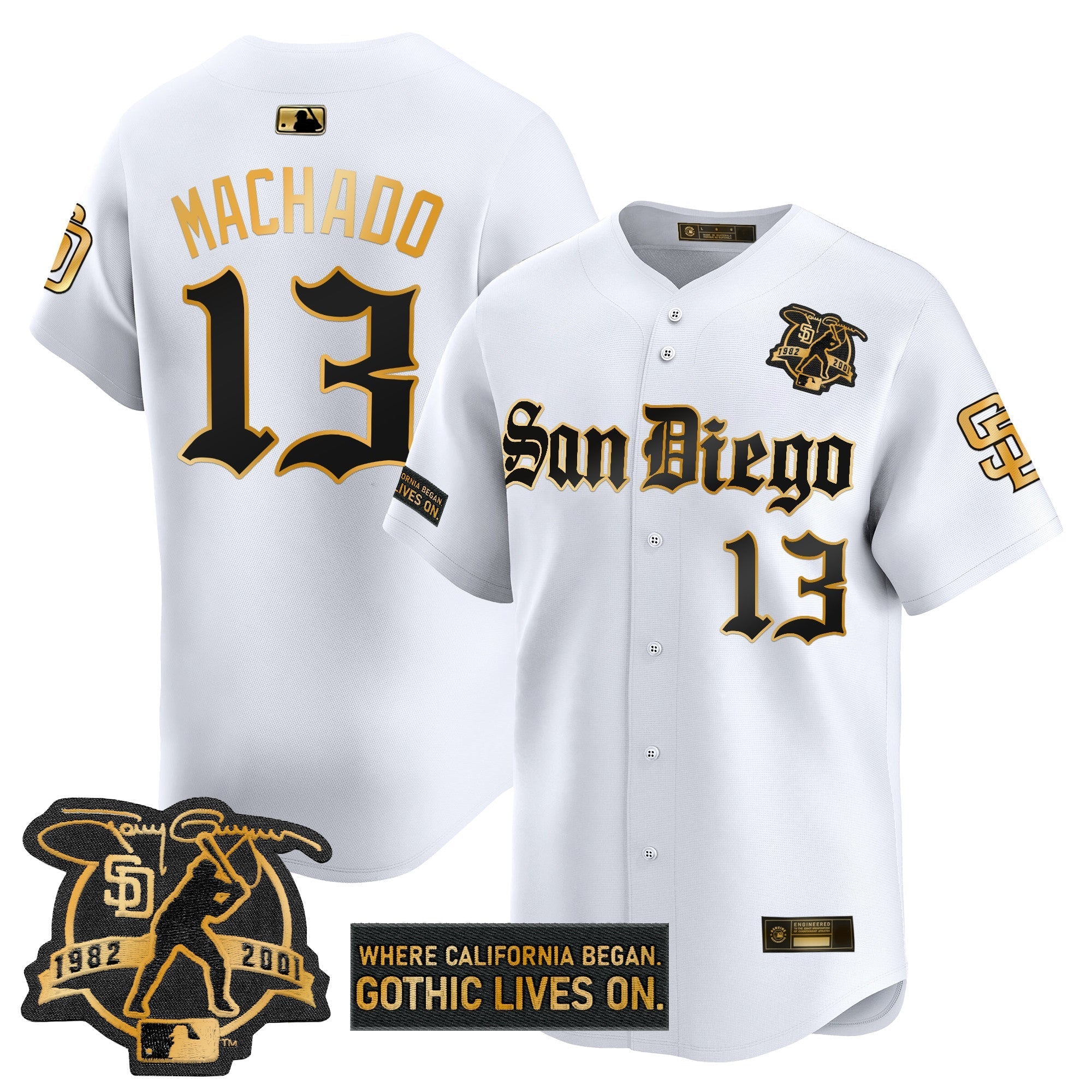 SD 'Gothic Edition' Gold Vapor Premier Limited Jersey - All Stitched