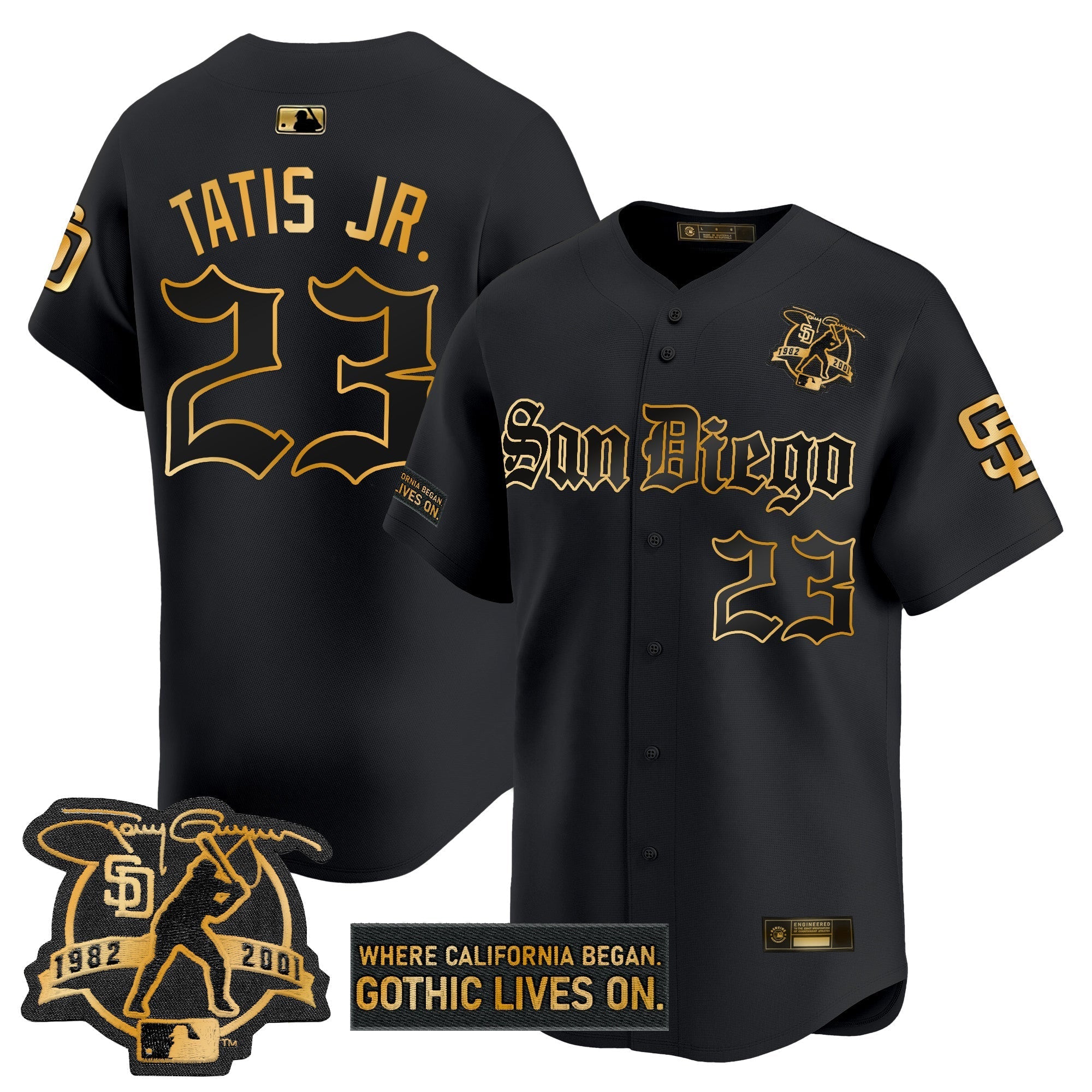 SD 'Gothic Edition' Gold Vapor Premier Limited Jersey - All Stitched