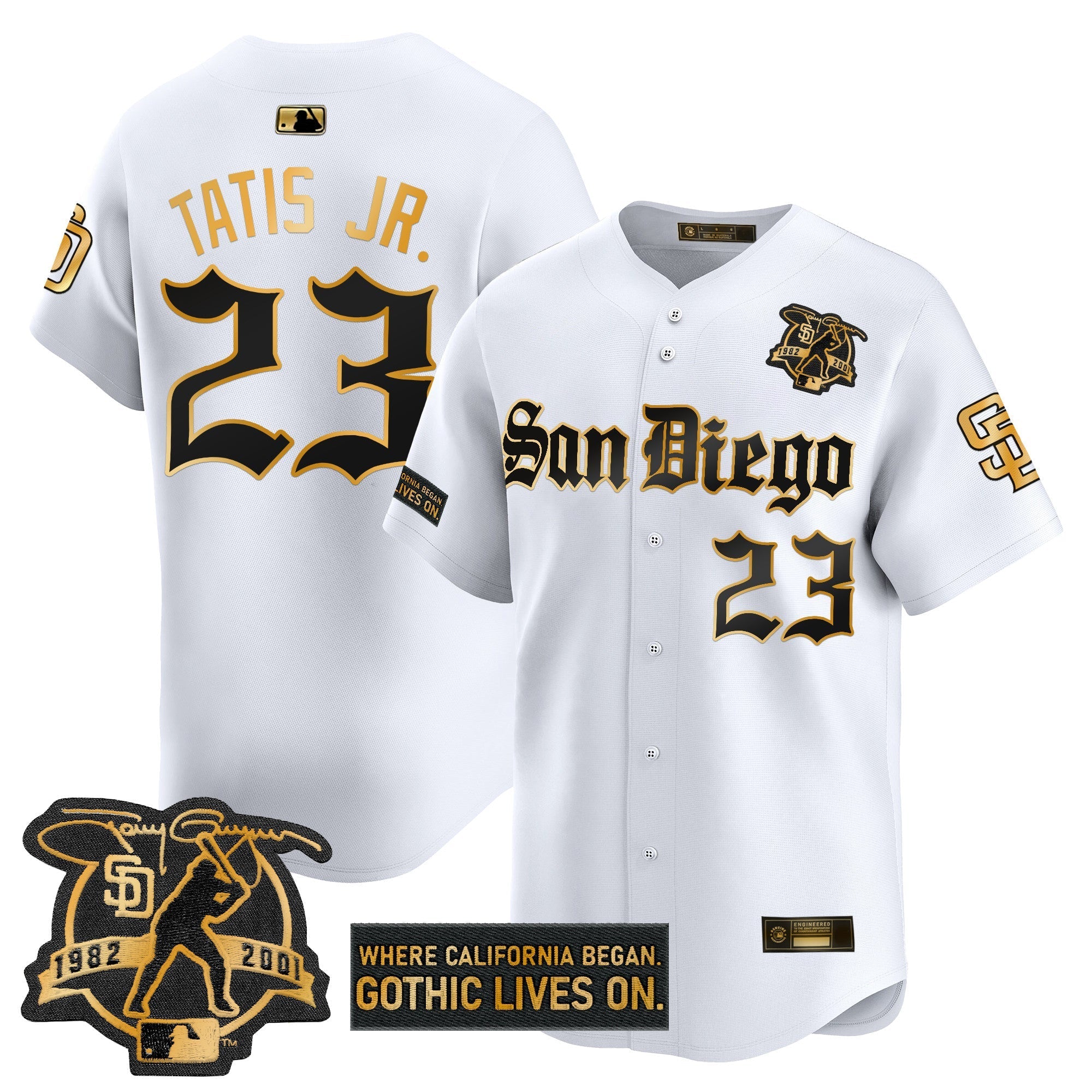 SD 'Gothic Edition' Gold Vapor Premier Limited Jersey - All Stitched