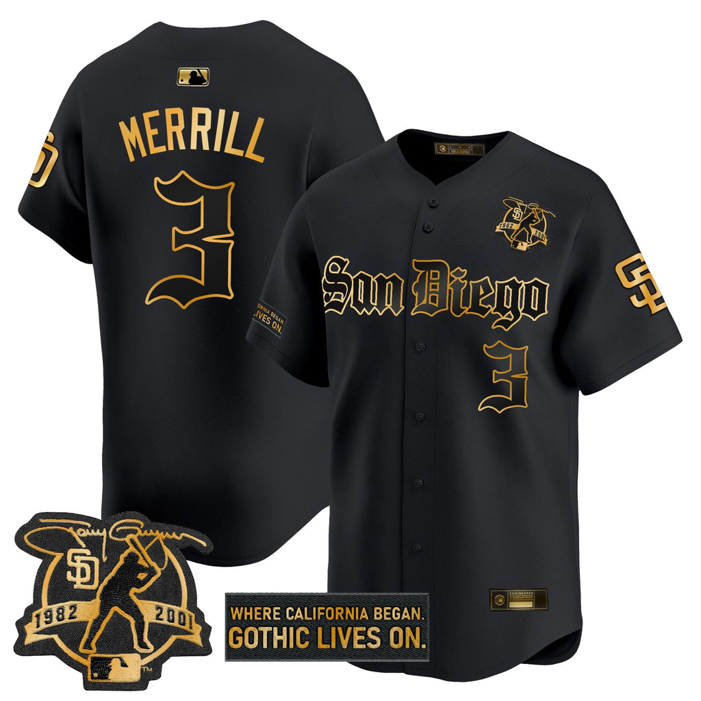 SD 'Gothic Edition' Gold Vapor Premier Limited Jersey - All Stitched