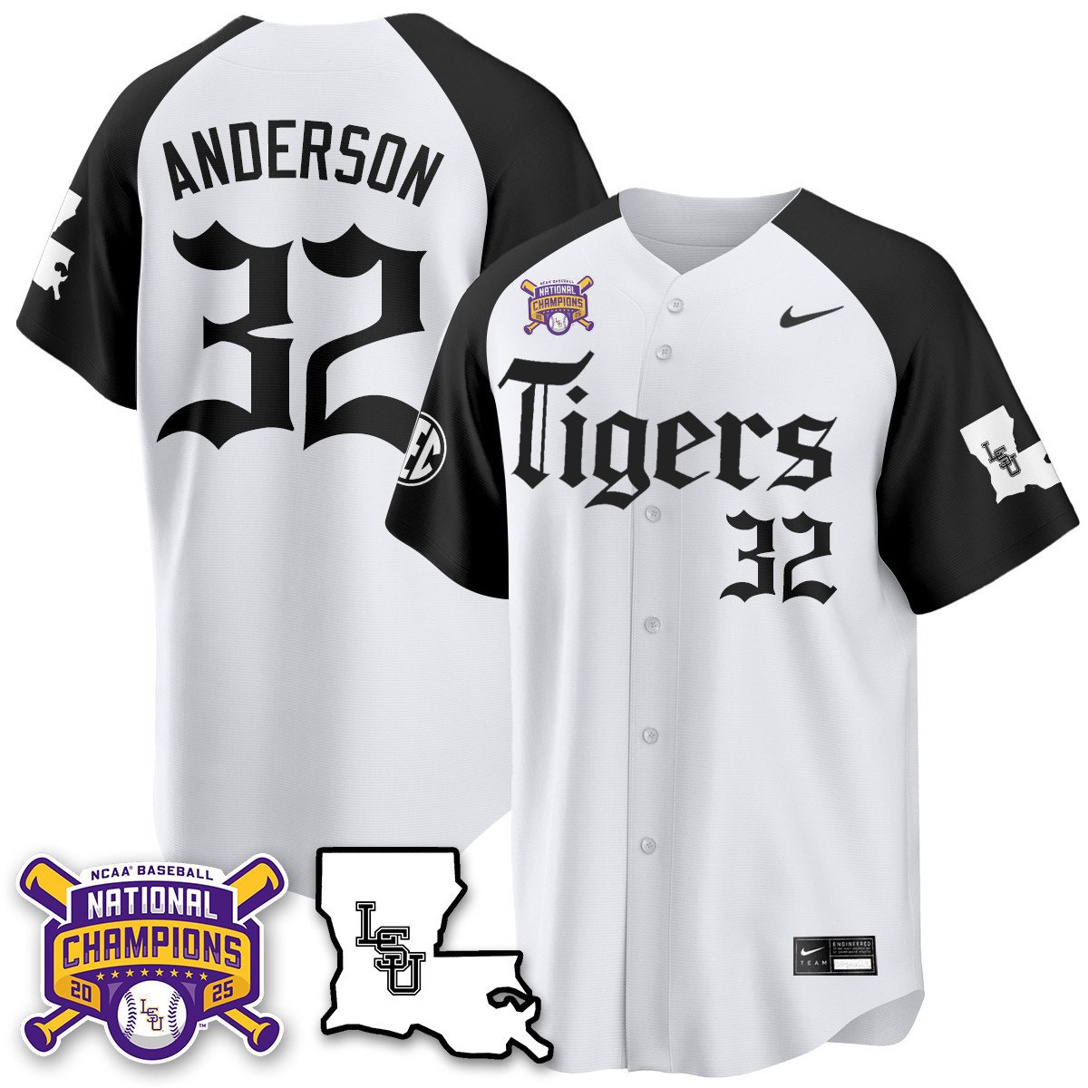 LSU 2025 World Series Champions 'Gothic Geaux Edition' Jersey - All Stitched