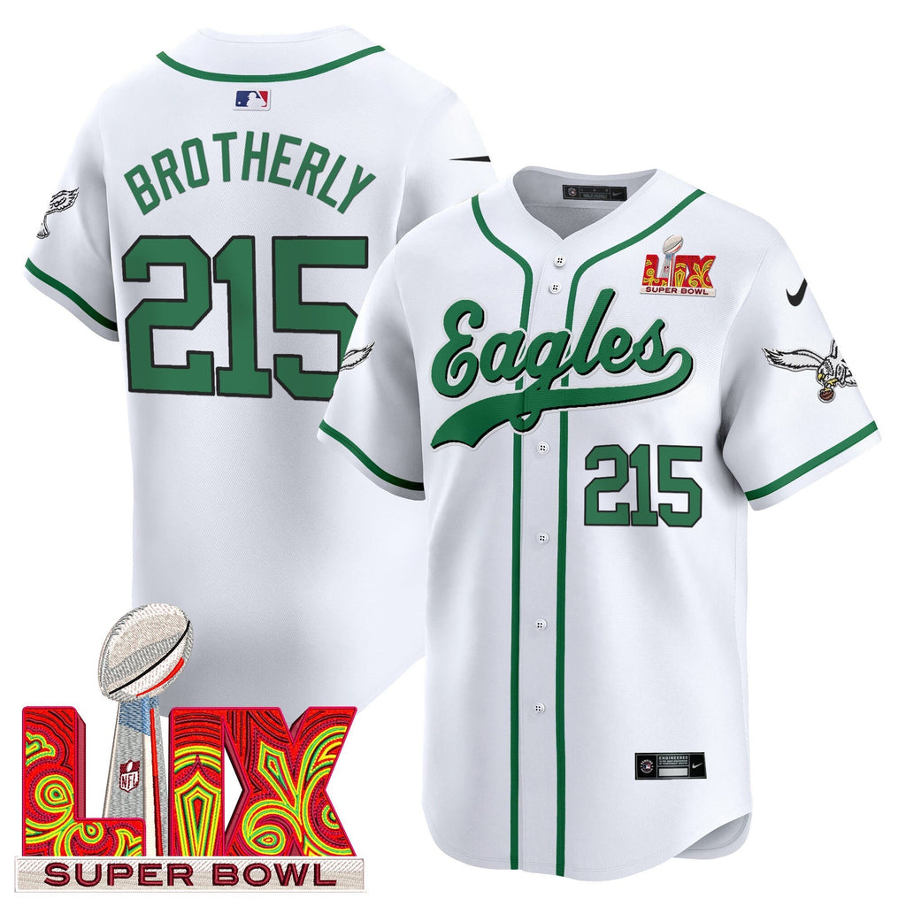 PHI Midnight Green Super Bowl LIX Vapor Baseball Jersey - All Stitched