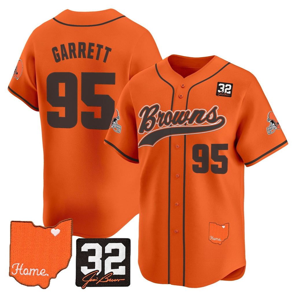 CLE '#32 Jim Brown Memorial & Home Patch' Vapor Baseball Jersey - All Stitched