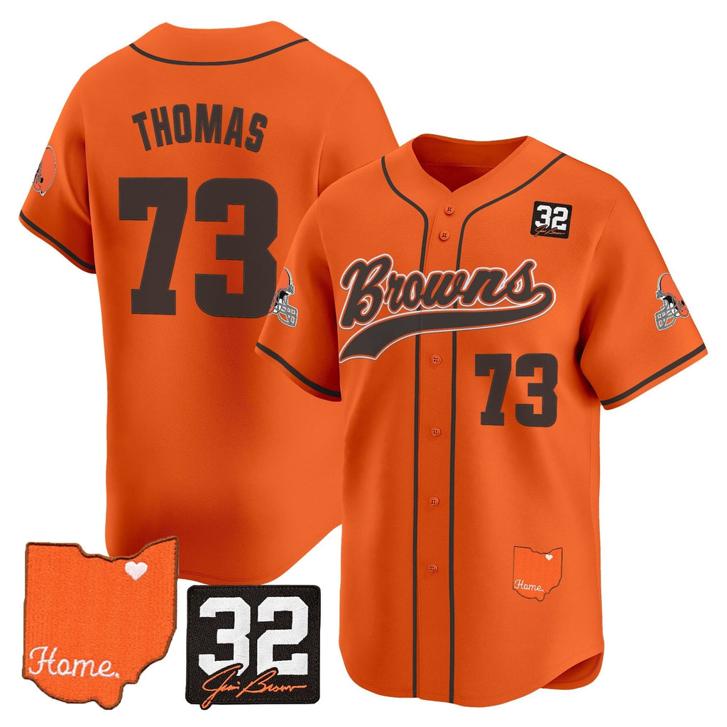 CLE '#32 Jim Brown Memorial & Home Patch' Vapor Baseball Jersey - All Stitched