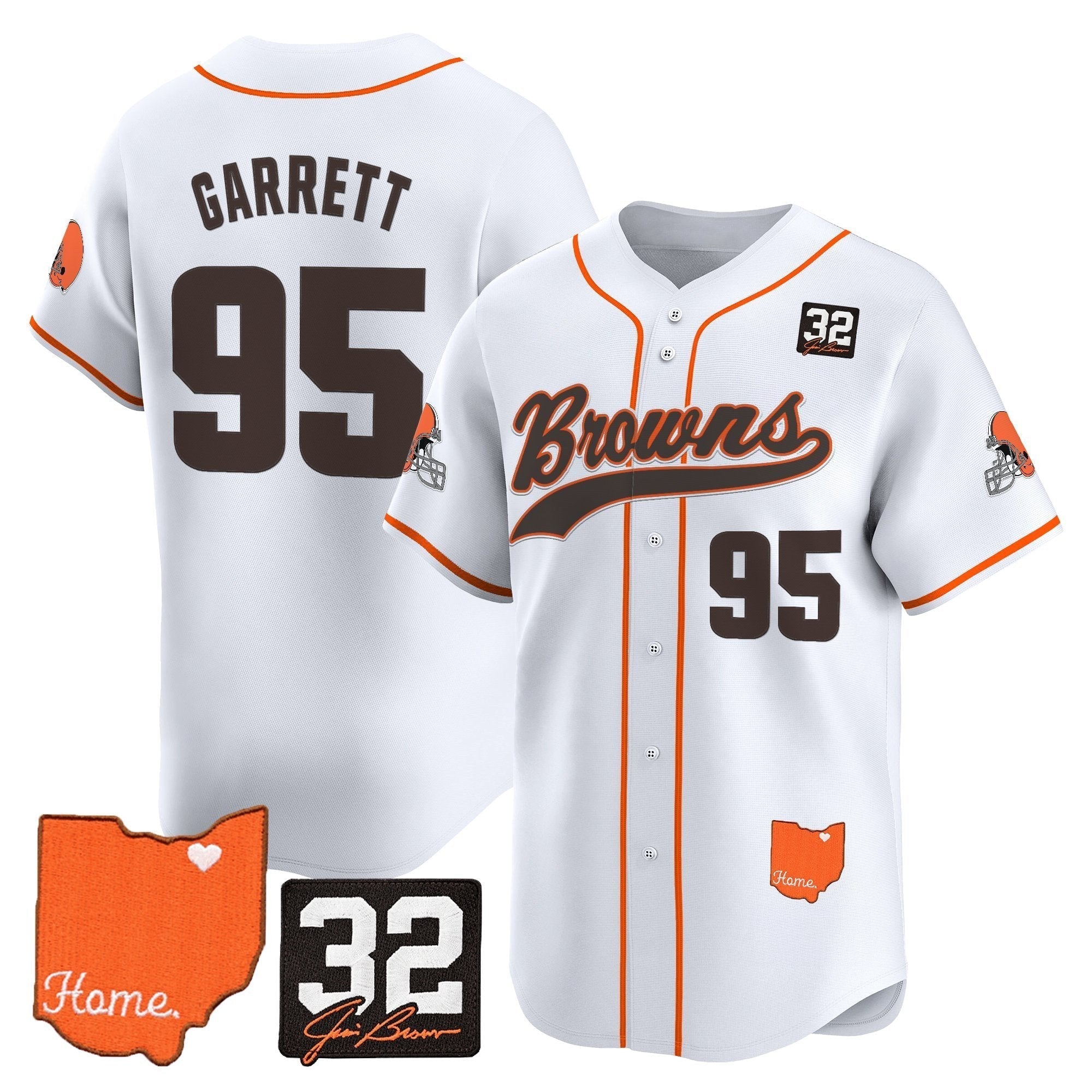 CLE '#32 Jim Brown Memorial & Home Patch' Vapor Baseball Jersey - All Stitched