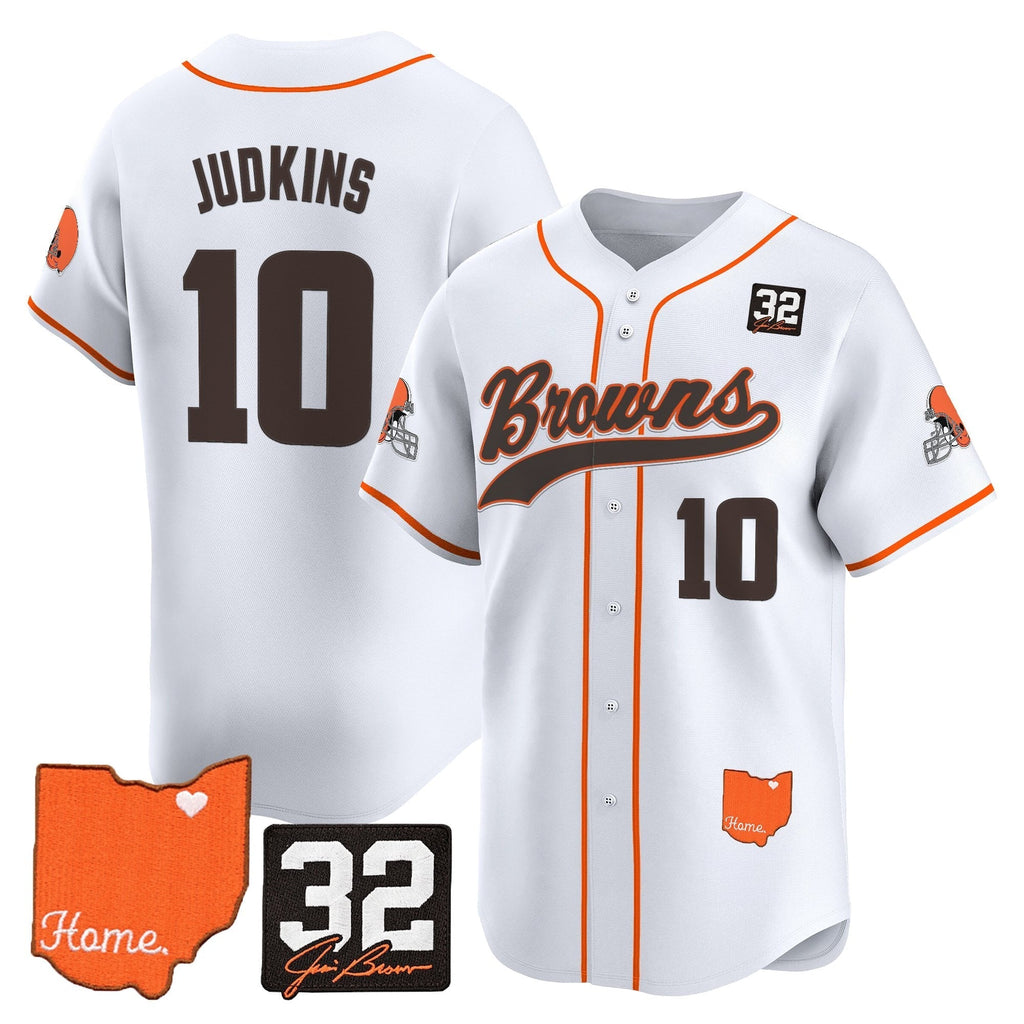 CLE '#32 Jim Brown Memorial & Home Patch' Vapor Baseball Jersey - All Stitched