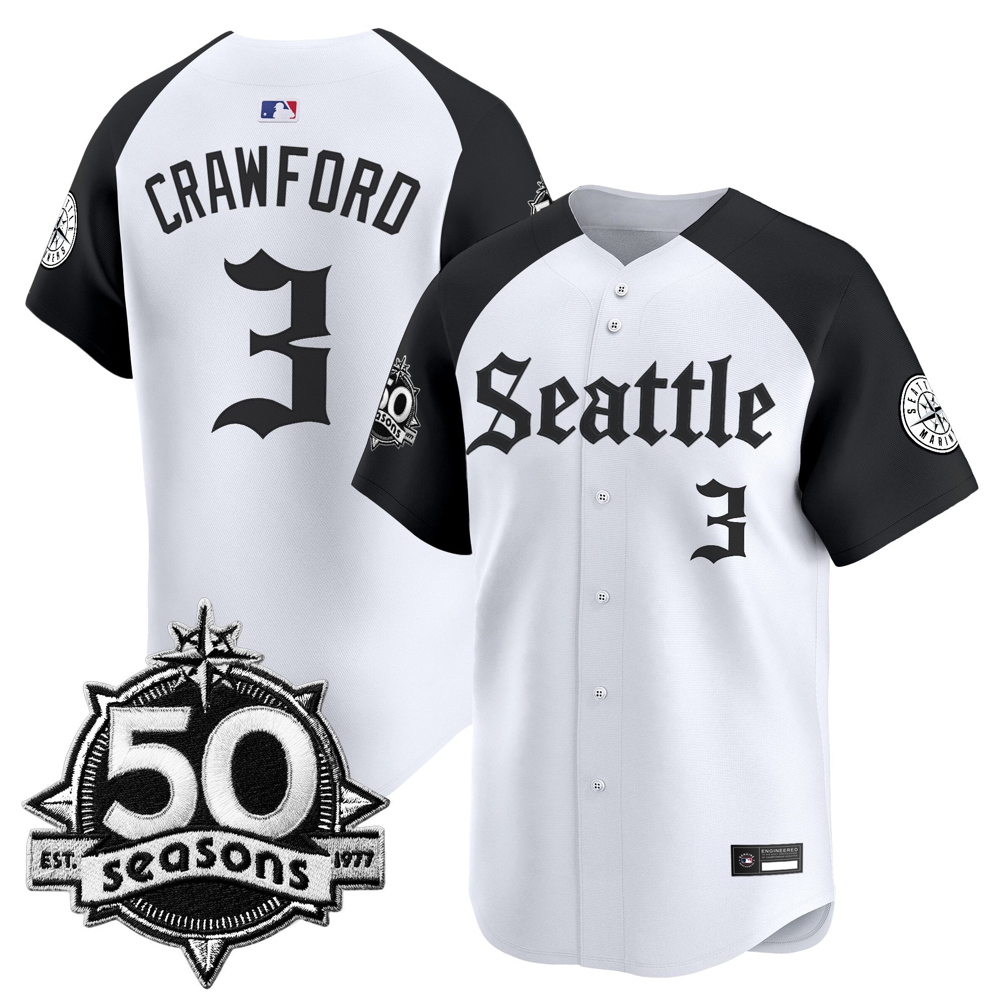 SEA 50 Seasons Patch Vapor Premier Limited Jersey - Gothic Edition - All Stitched