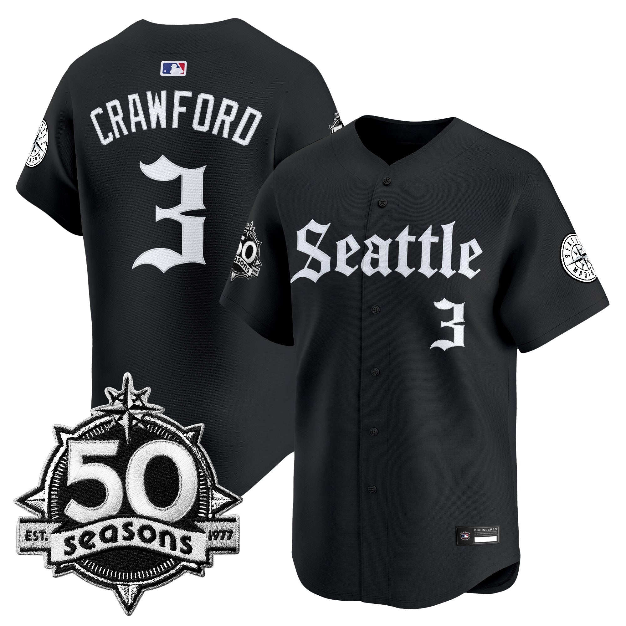 SEA 50 Seasons Patch Vapor Premier Limited Jersey - Gothic Edition - All Stitched