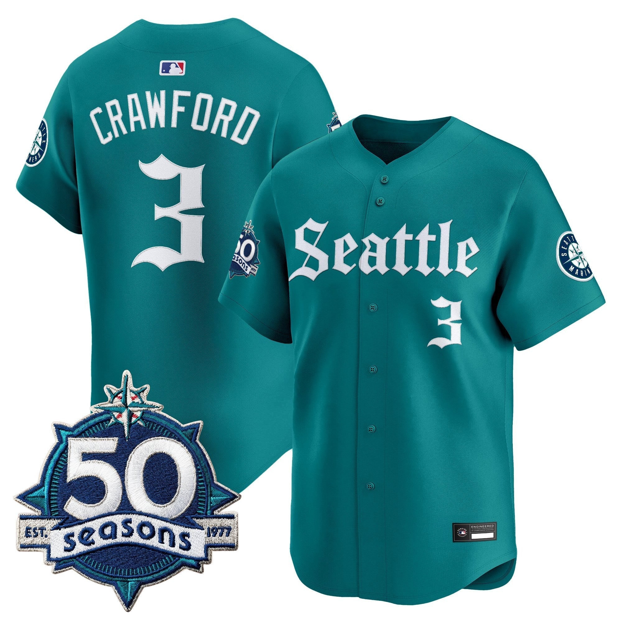 SEA 50 Seasons Patch Vapor Premier Limited Jersey - Gothic Edition - All Stitched