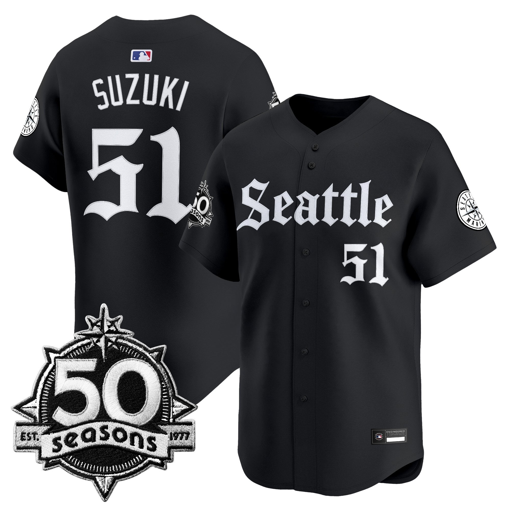 SEA 50 Seasons Patch Vapor Premier Limited Jersey - Gothic Edition - All Stitched