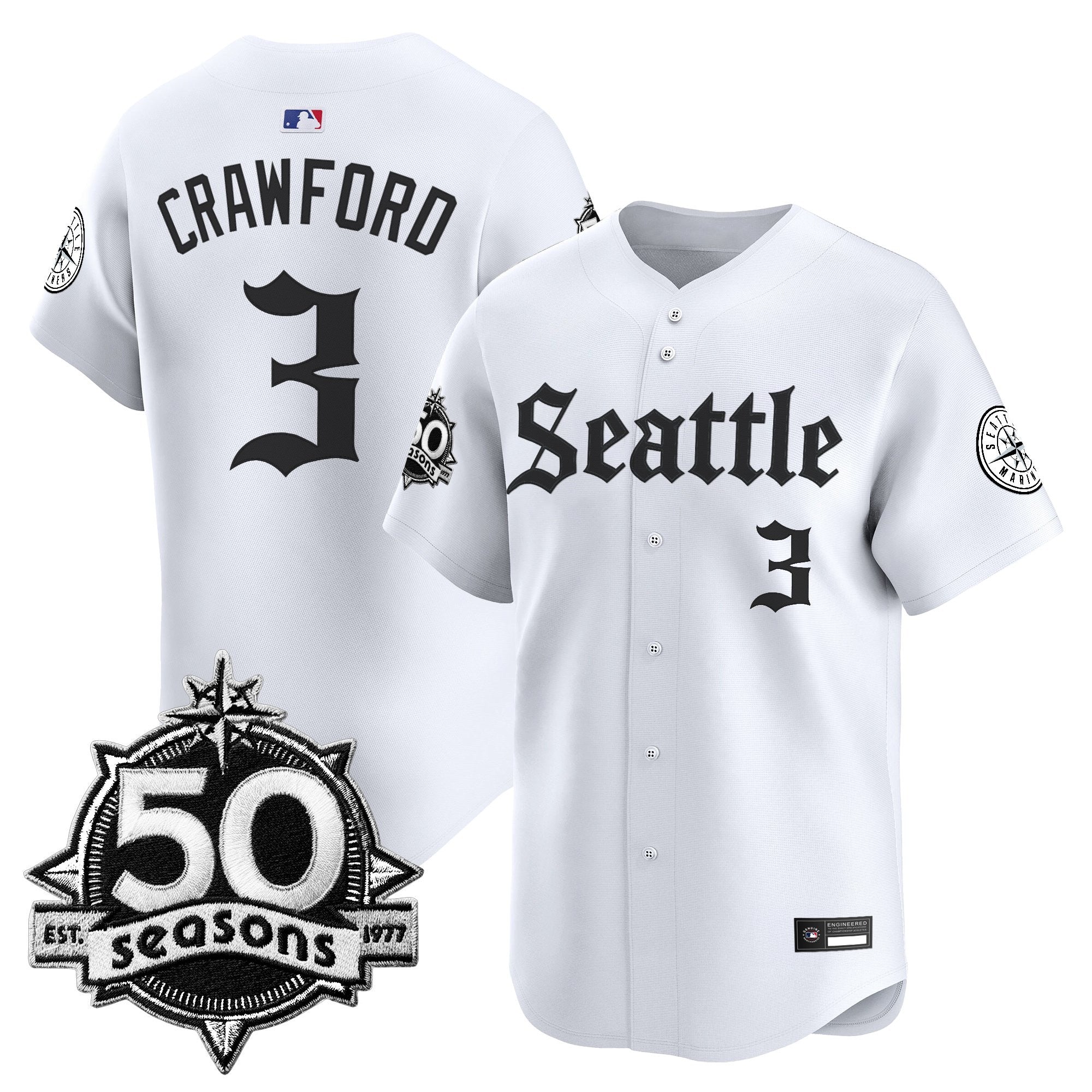 SEA 50 Seasons Patch Vapor Premier Limited Jersey - Gothic Edition - All Stitched