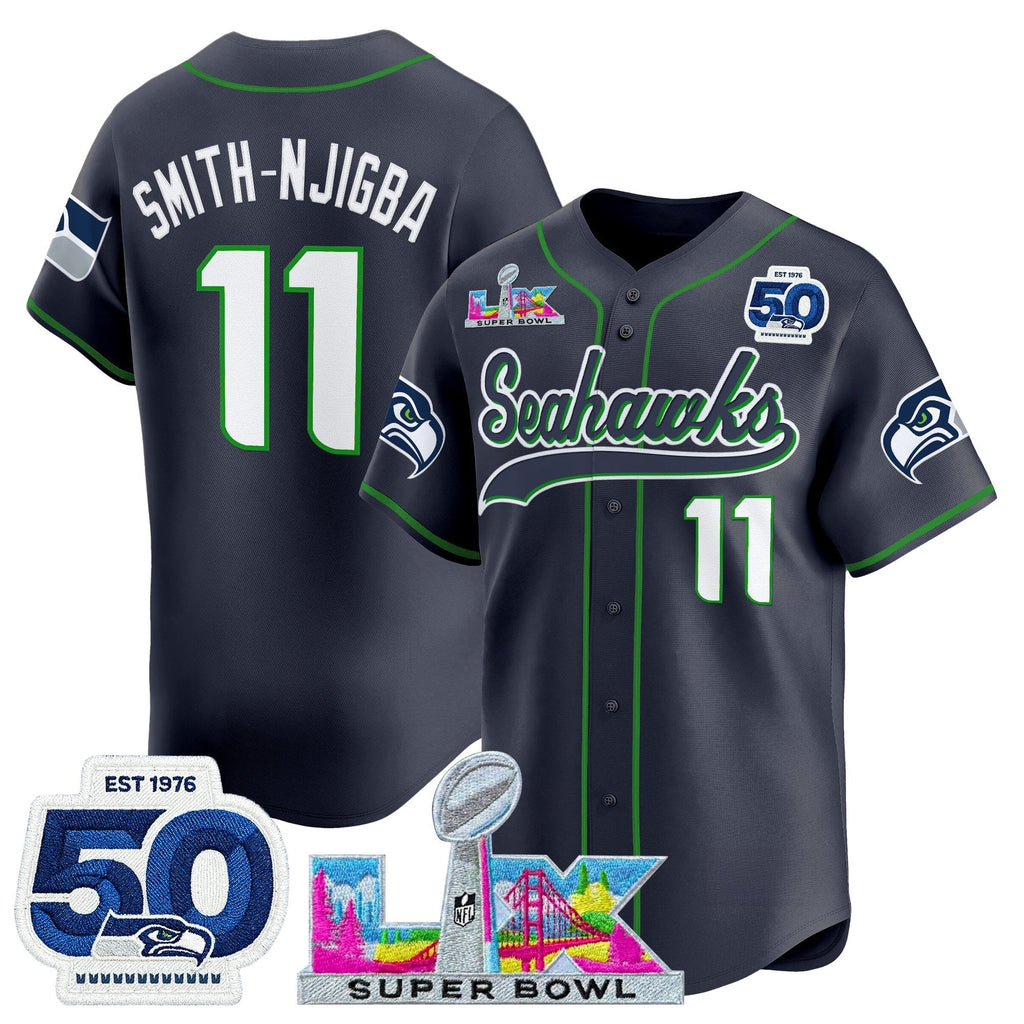 SEA Super Bowl LX Vapor Baseball Jersey - All Stitched