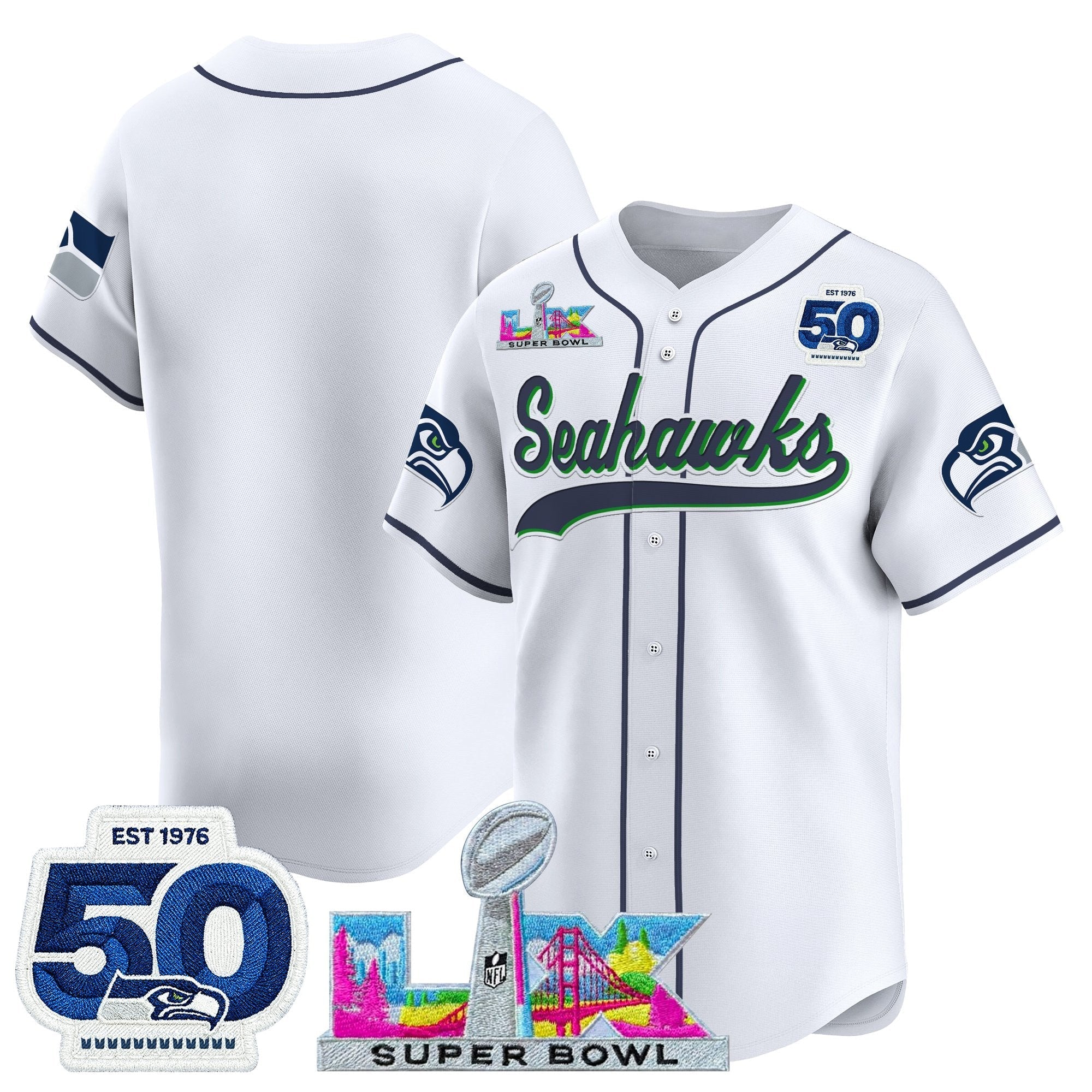 SEA Super Bowl LX Vapor Baseball Jersey - All Stitched