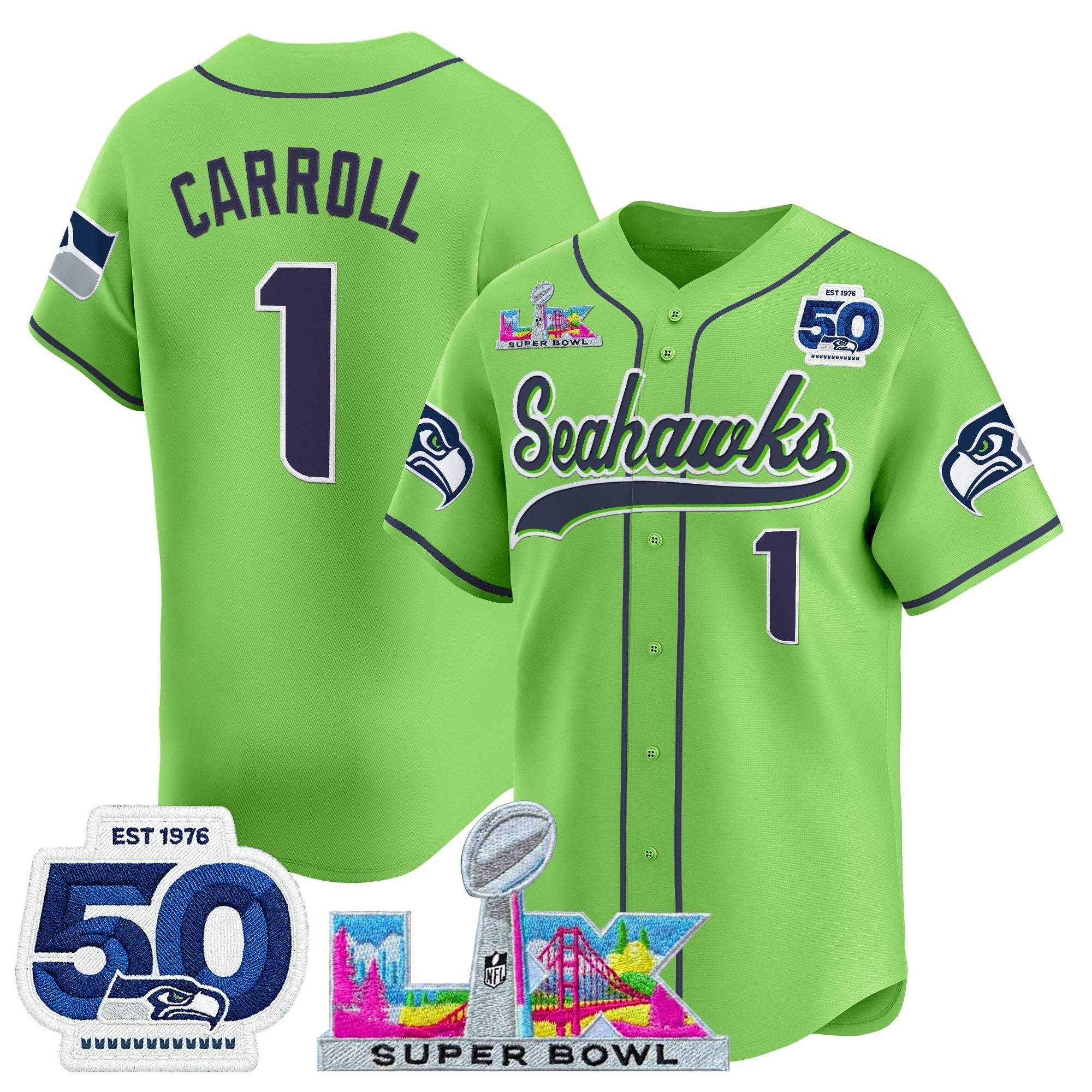 SEA Super Bowl LX Vapor Baseball Jersey - All Stitched