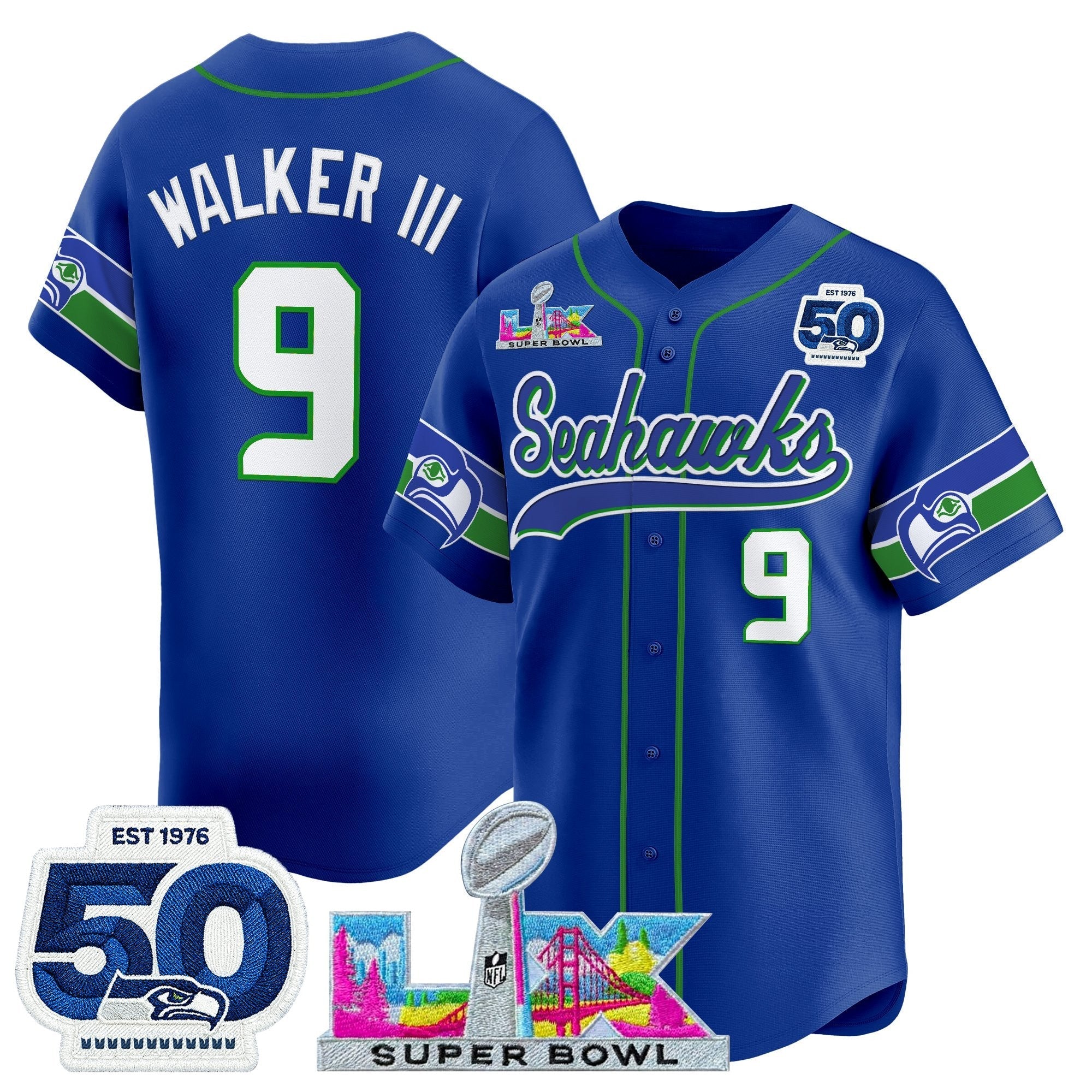 SEA Super Bowl LX Vapor Baseball Jersey - All Stitched