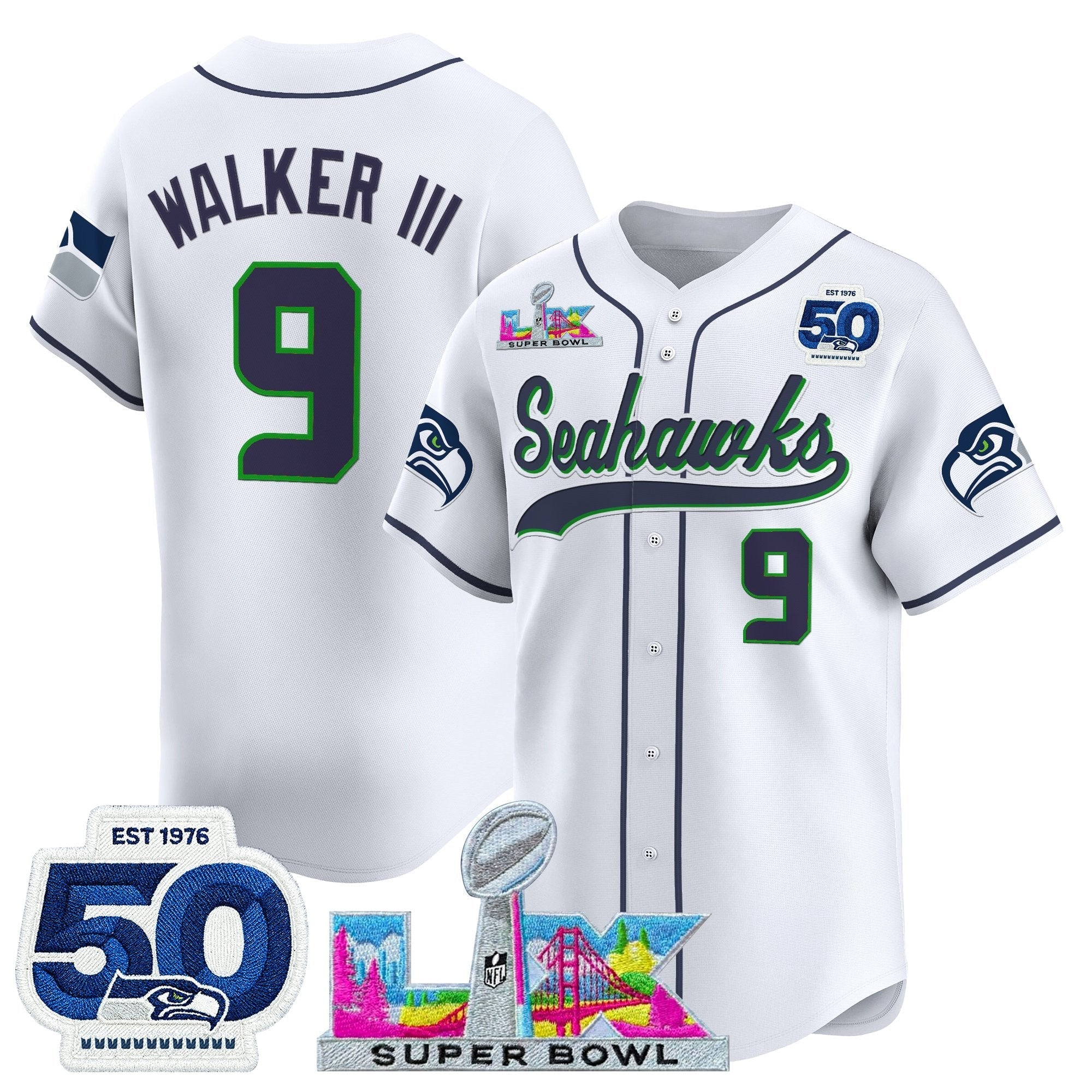 SEA Super Bowl LX Vapor Baseball Jersey - All Stitched