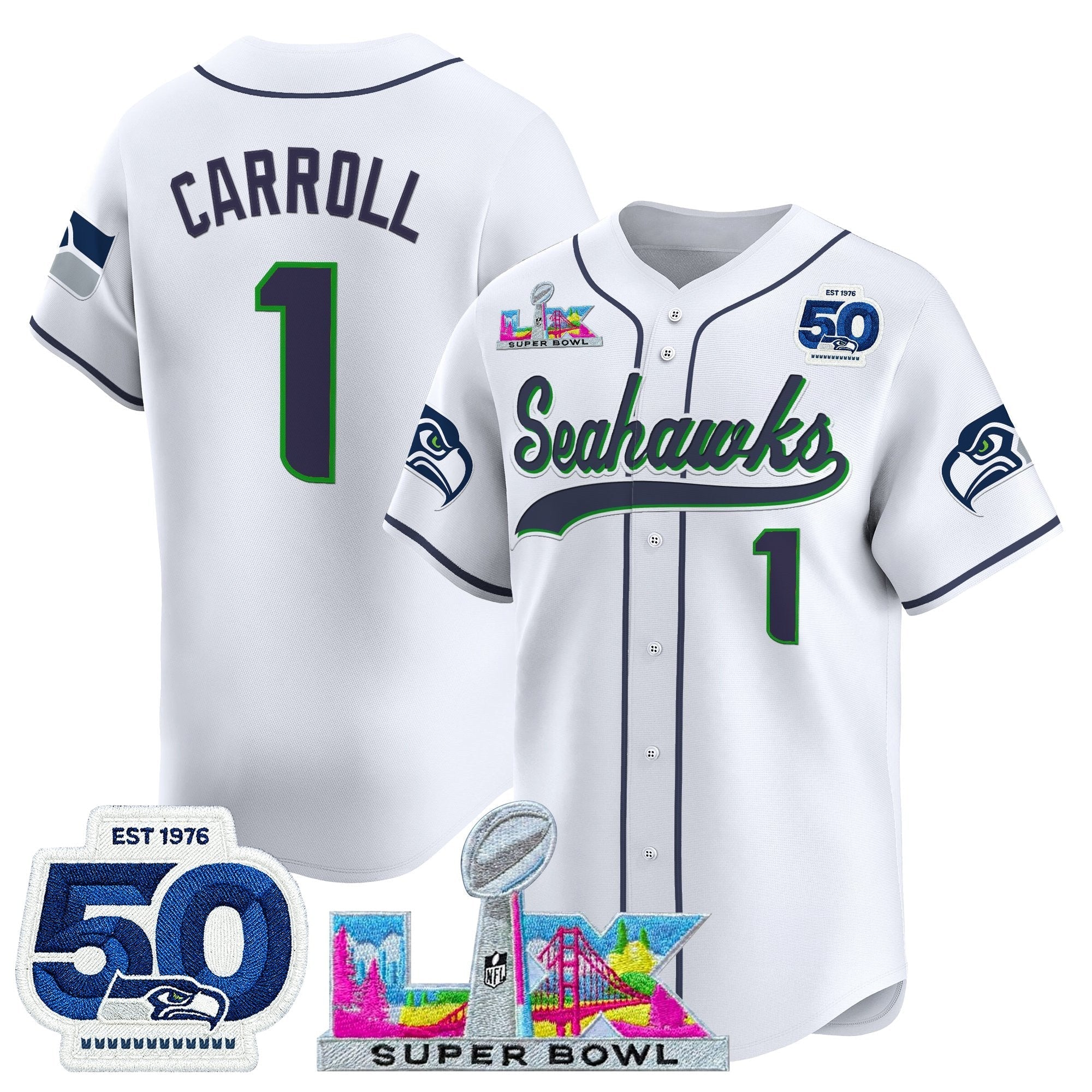 SEA Super Bowl LX Vapor Baseball Jersey - All Stitched
