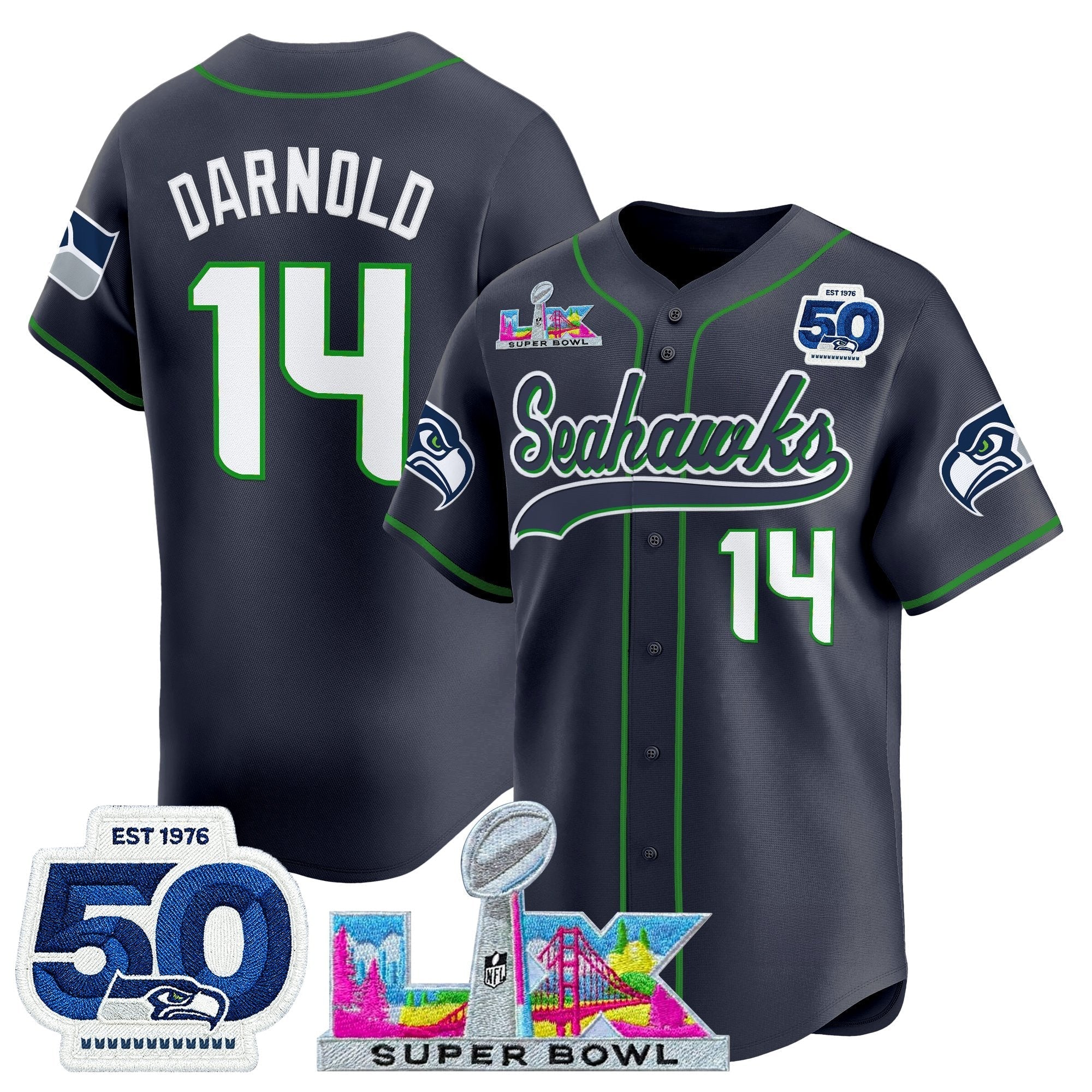 SEA Super Bowl LX Vapor Baseball Jersey - All Stitched