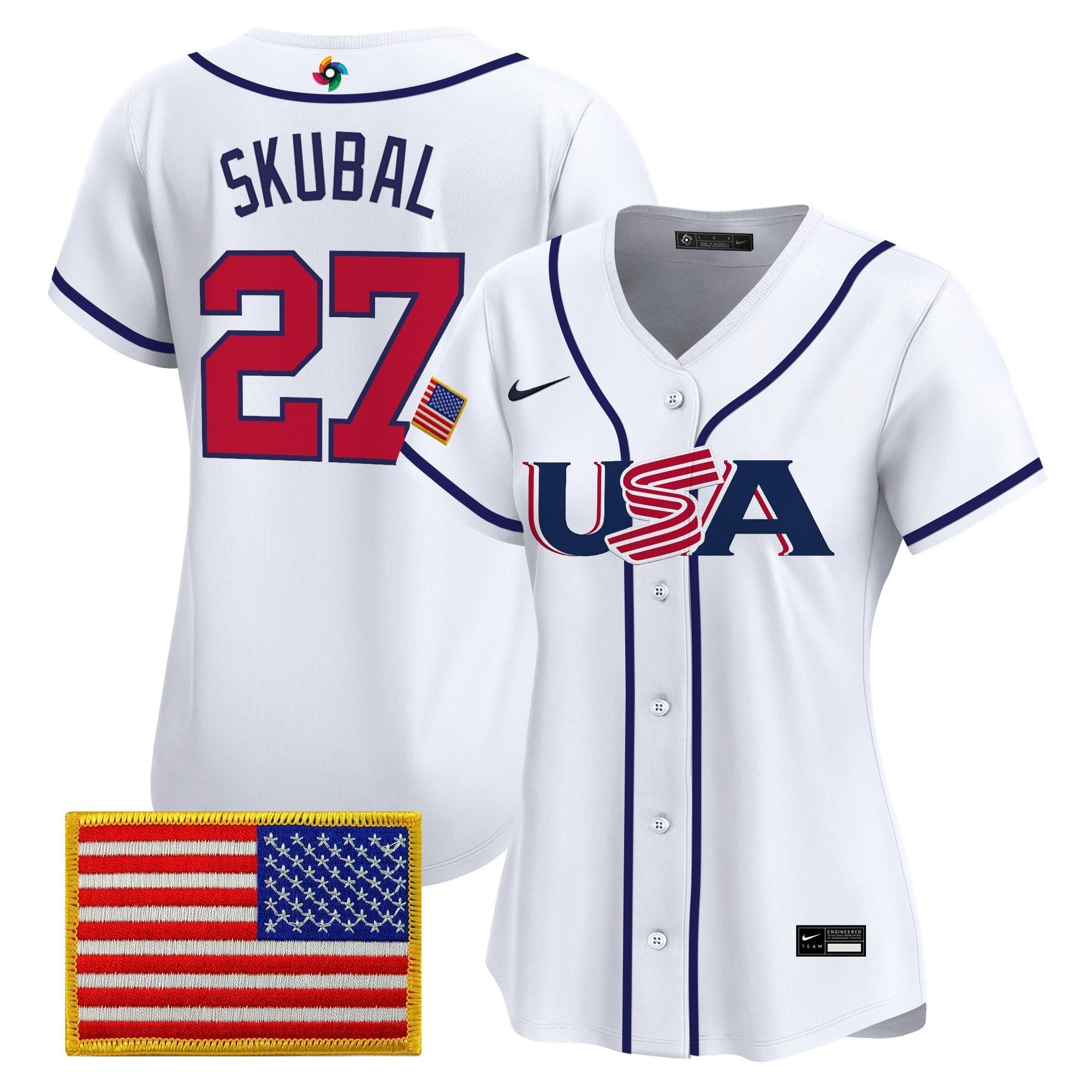 Women's Team USA World Baseball Classic Vapor Premier Jersey - 2026 Roster (Projected Number) - All Stitched