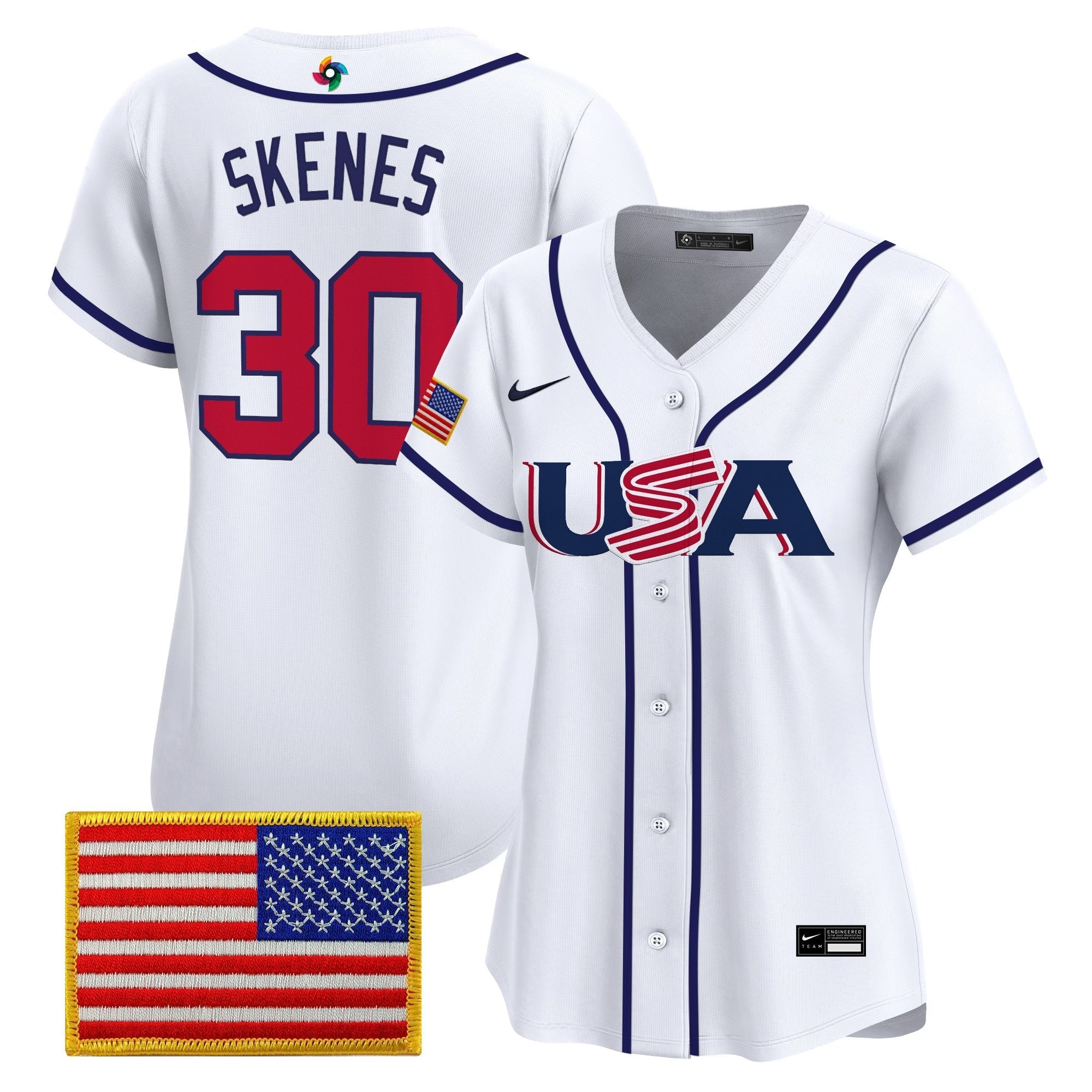 Women's Team USA World Baseball Classic Vapor Premier Jersey - 2026 Roster (Projected Number) - All Stitched