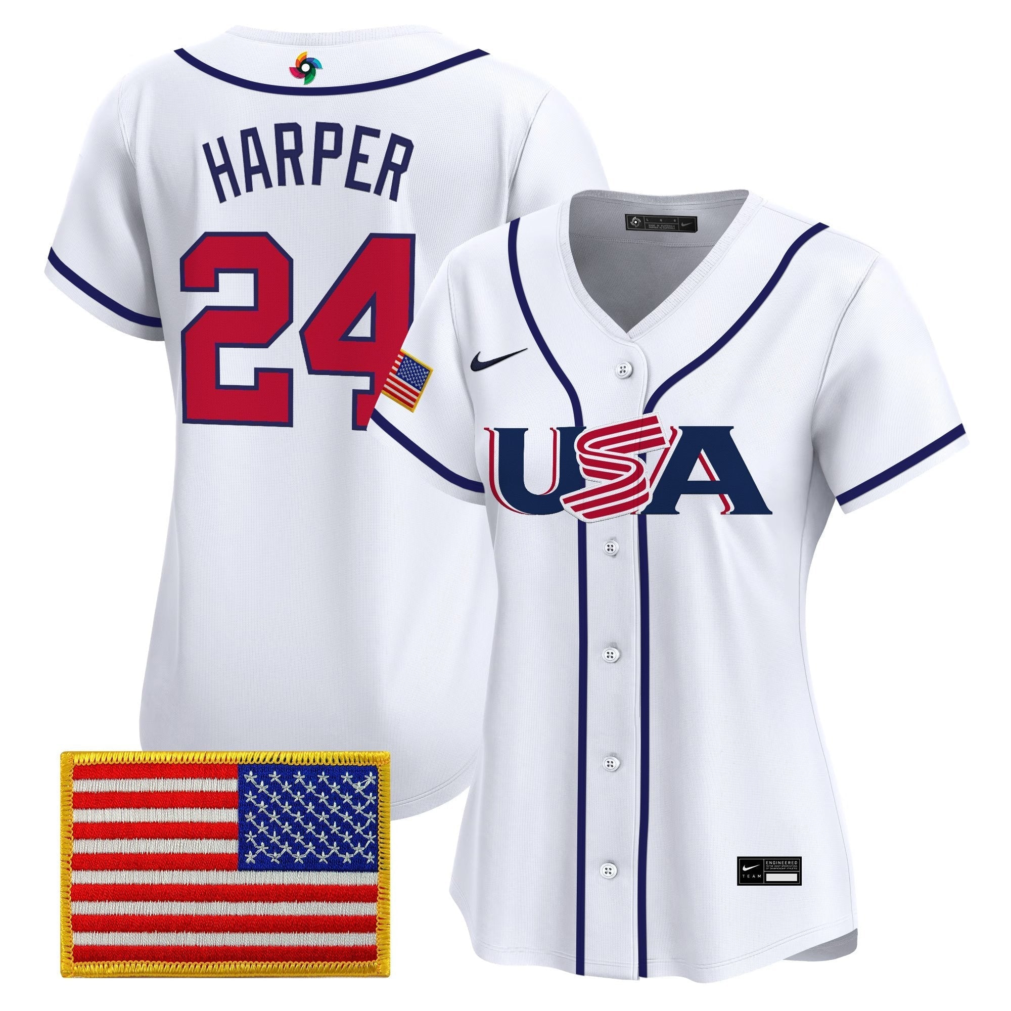 Women's Team USA World Baseball Classic Vapor Premier Jersey - 2026 Roster (Projected Number) - All Stitched