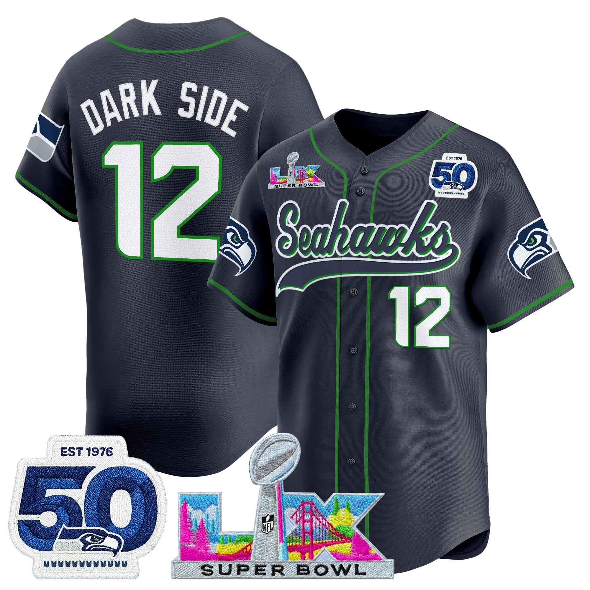 SEA Super Bowl LX Vapor Baseball Jersey - All Stitched