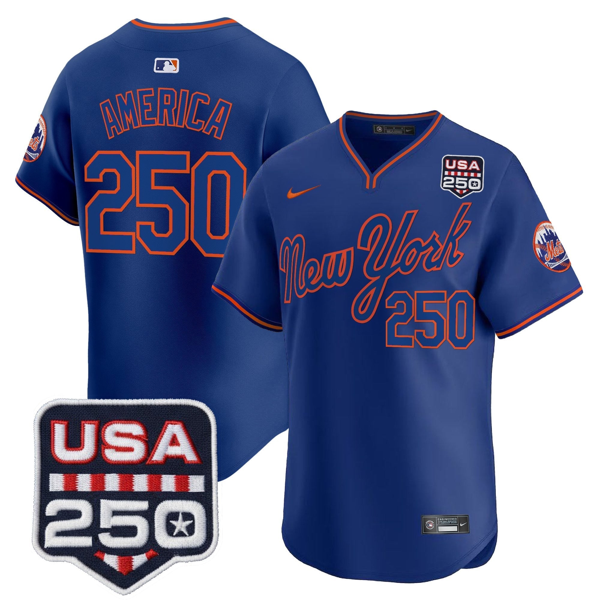NYM Road Alternate & 250America Patch Vapor Limited Men Jersey - All Stitched