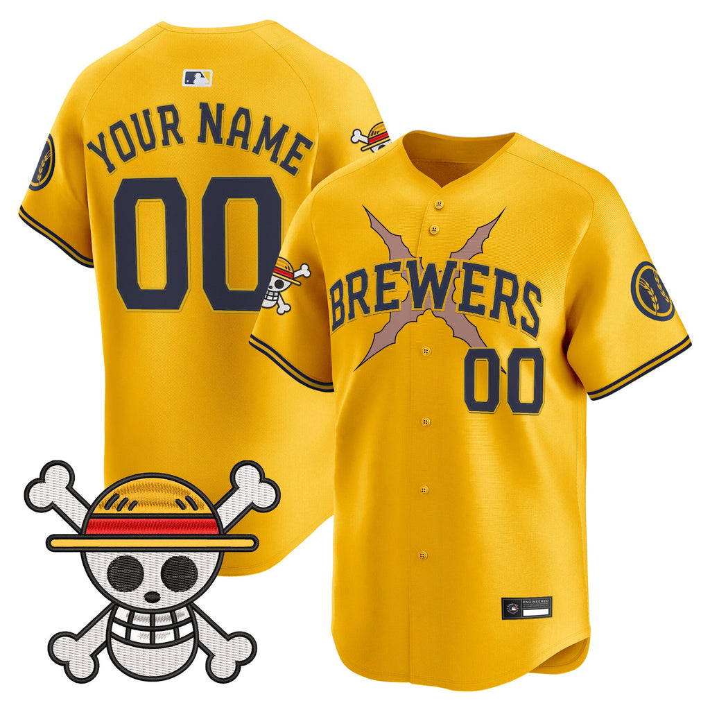 Milwaukee Brewers x One Piece Vapor Premier Limited Custom Jersey - Stitched