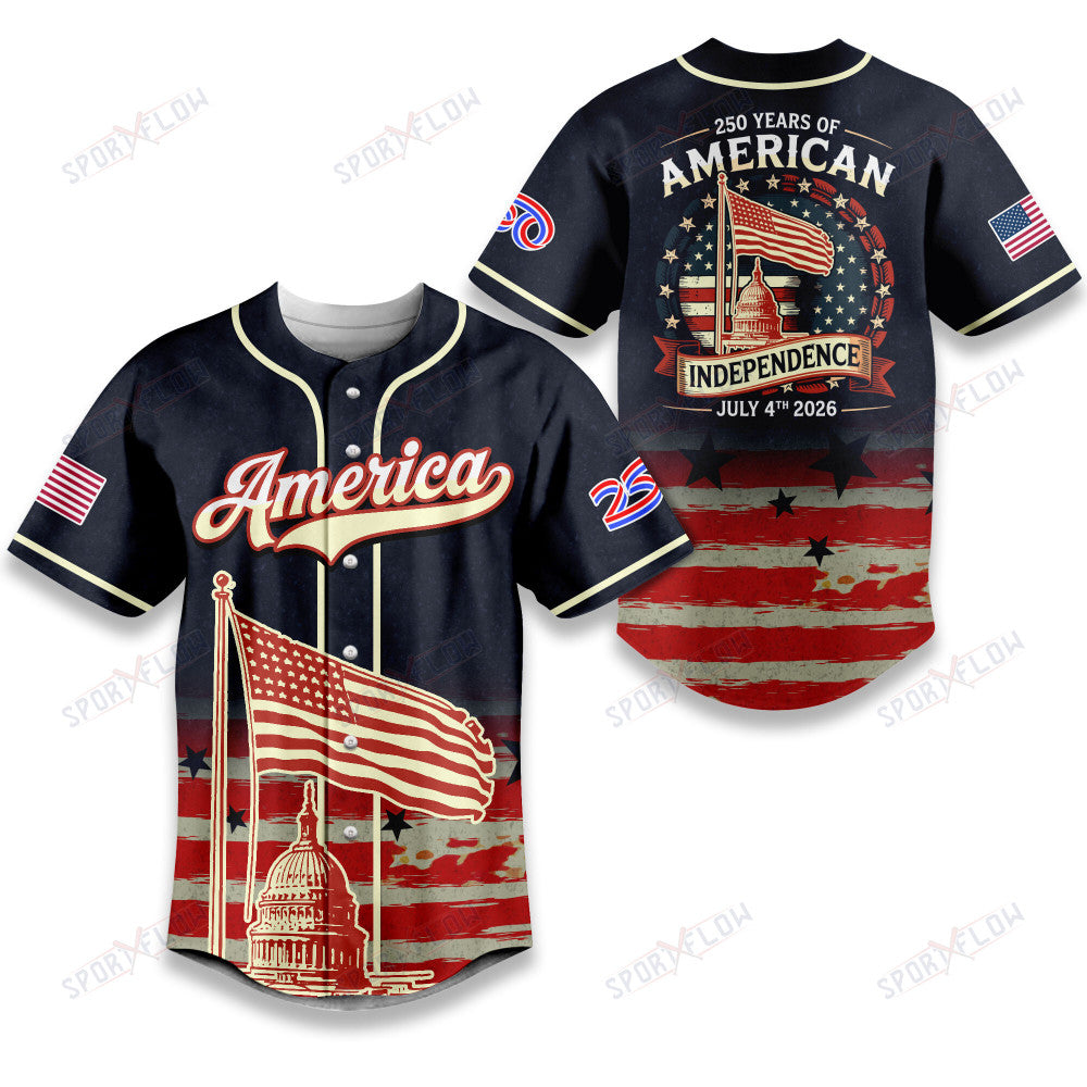 America 250 Years Anniversary United States Capitol Baseball Jersey