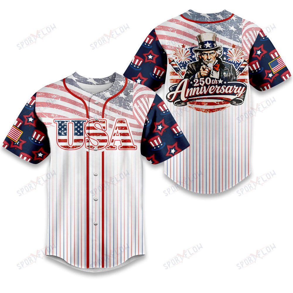 250Th Anniversary Uncle Sam Patriotic Baseball Jersey