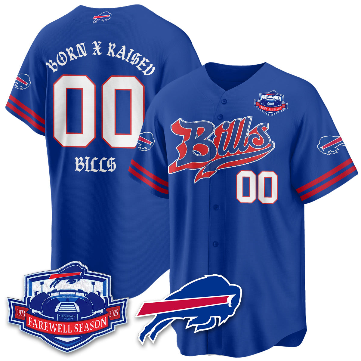 BUF Born x Raised Baseball Men Jersey - All Stitched