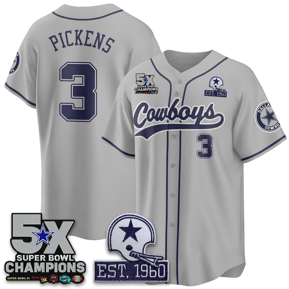 DAL 5-Time Champions Patch Limited Baseball Men Jersey - All Stitched