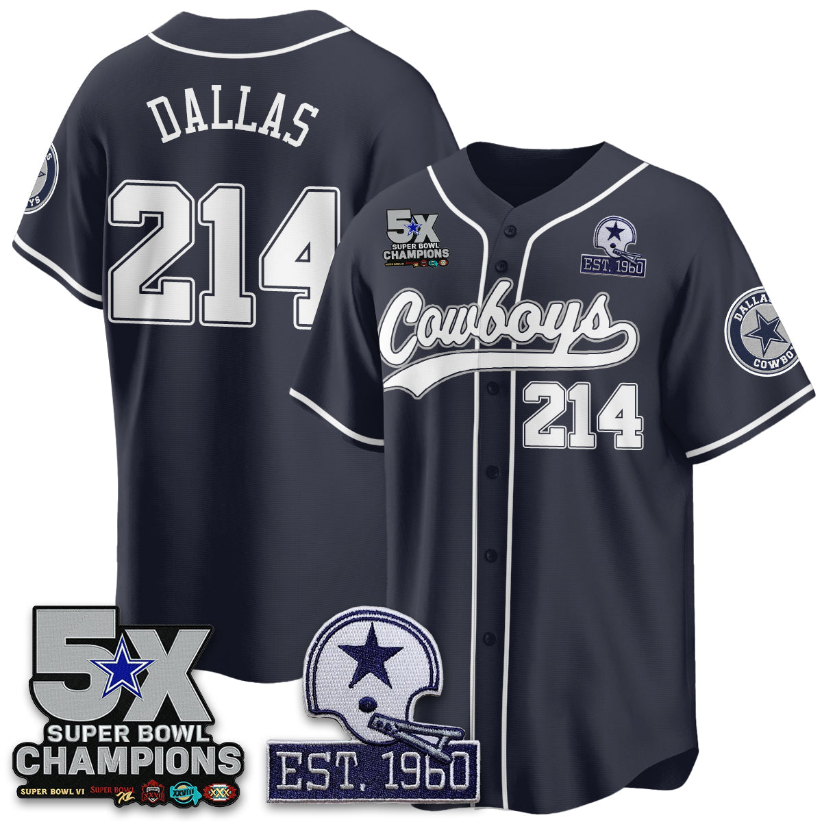 DAL 5-Time Champions Patch Limited Baseball Men Jersey - All Stitched