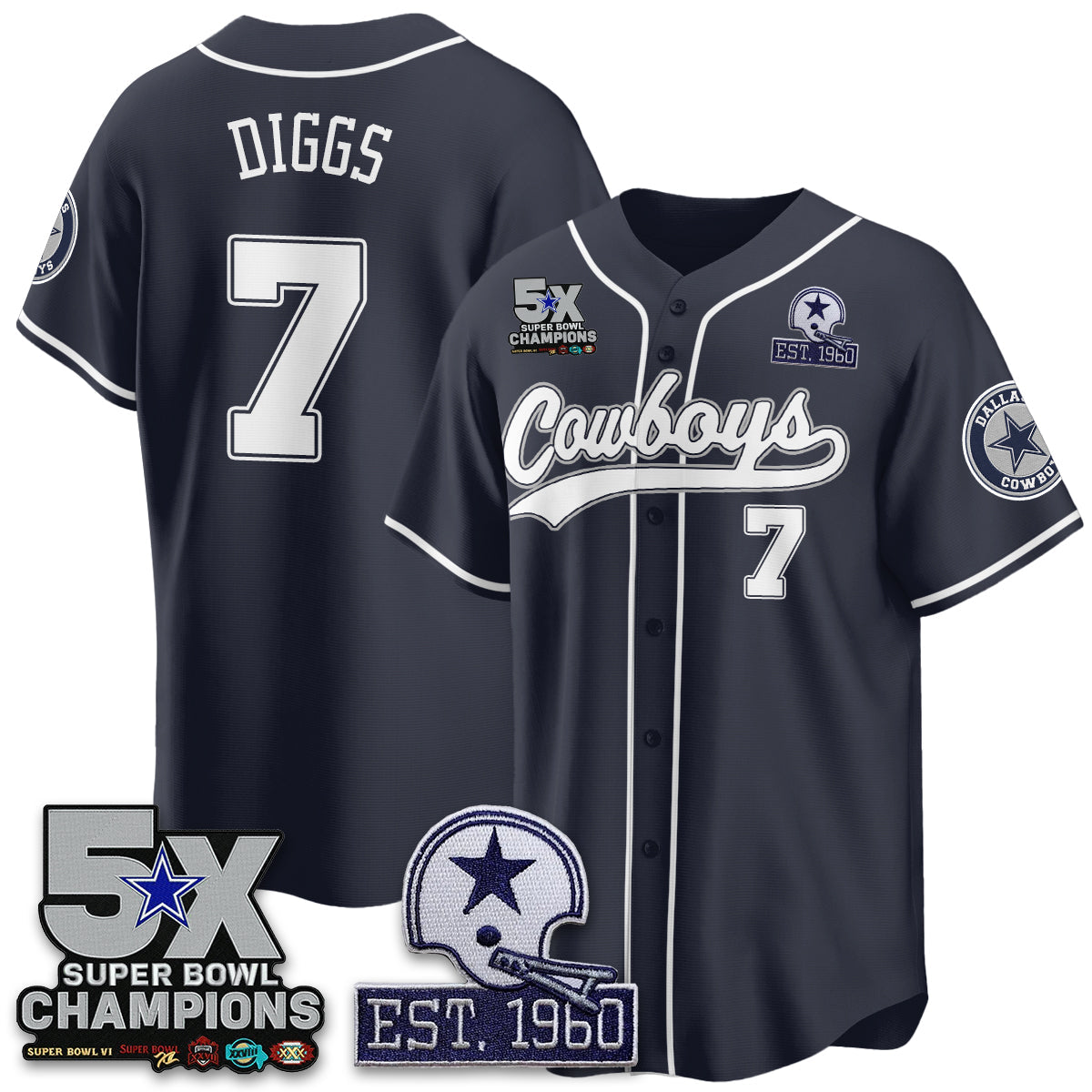 DAL 5-Time Champions Patch Limited Baseball Men Jersey - All Stitched