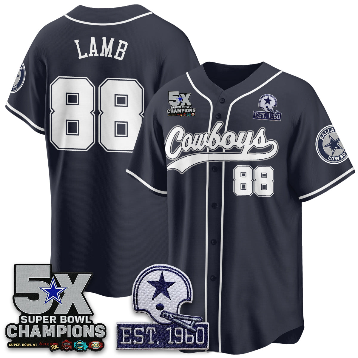 DAL 5-Time Champions Patch Limited Baseball Men Jersey - All Stitched