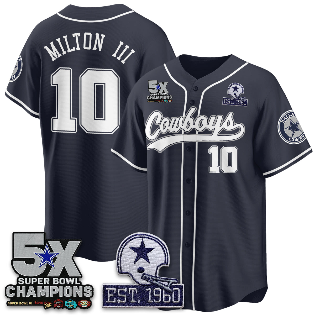 DAL 5-Time Champions Patch Limited Baseball Men Jersey - All Stitched