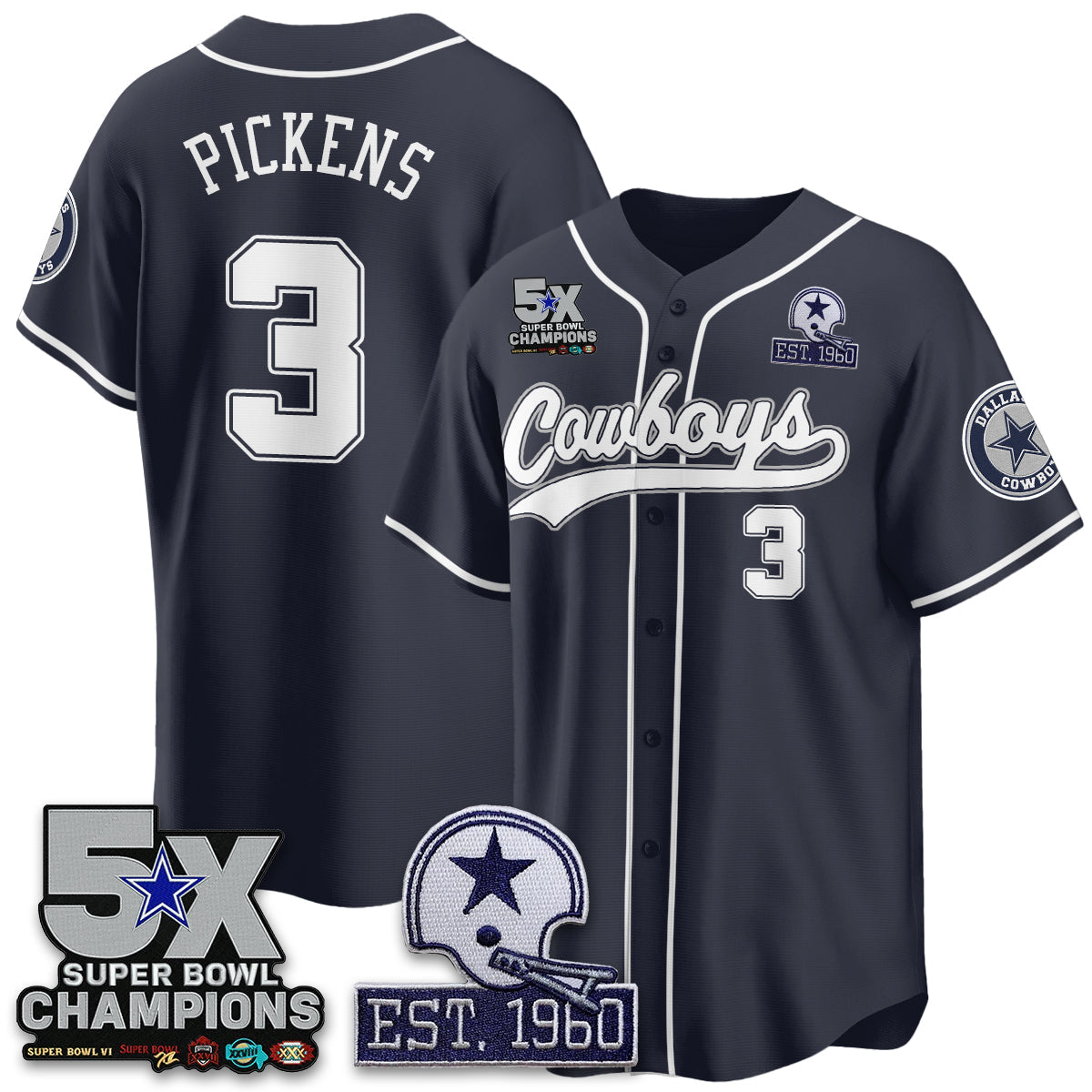 DAL 5-Time Champions Patch Limited Baseball Men Jersey - All Stitched