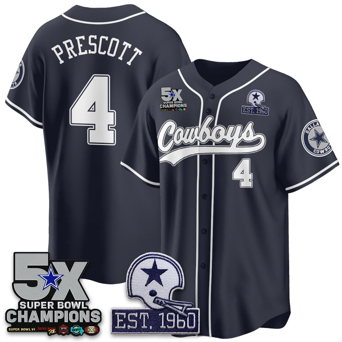 DAL 5-Time Champions Patch Limited Baseball Men Jersey - All Stitched