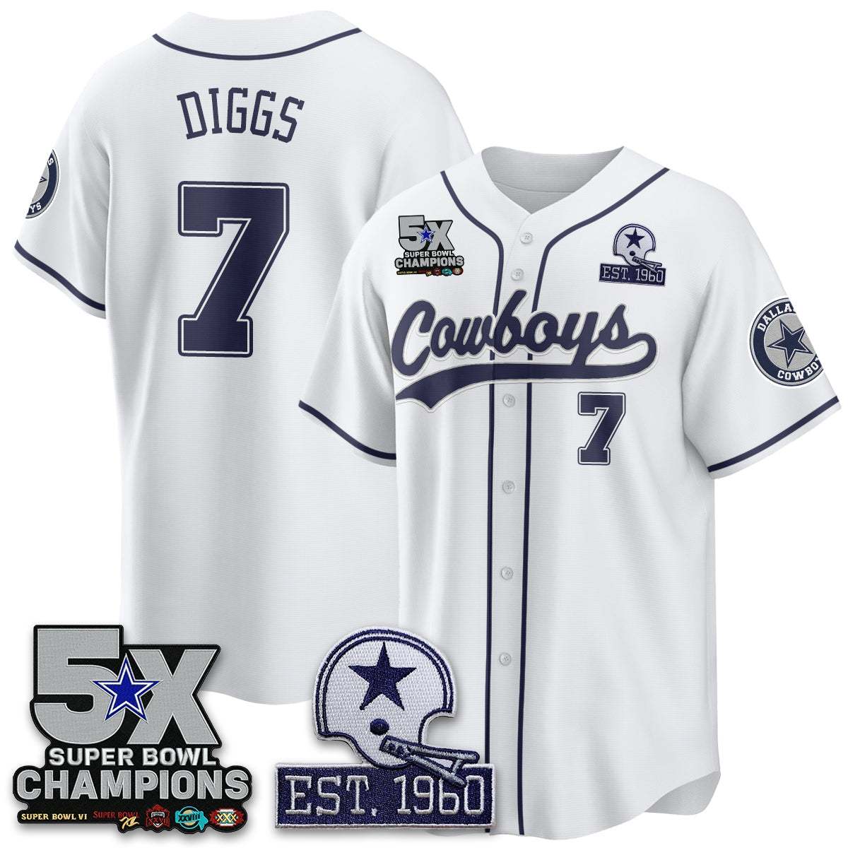 DAL 5-Time Champions Patch Limited Baseball Men Jersey - All Stitched