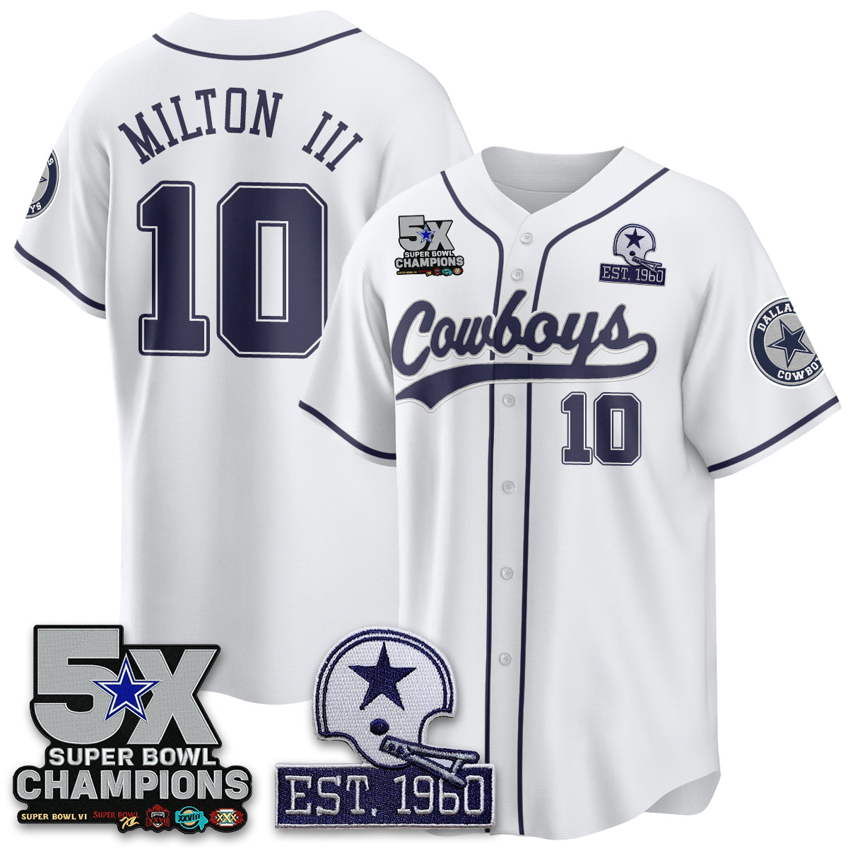 DAL 5-Time Champions Patch Limited Baseball Men Jersey - All Stitched