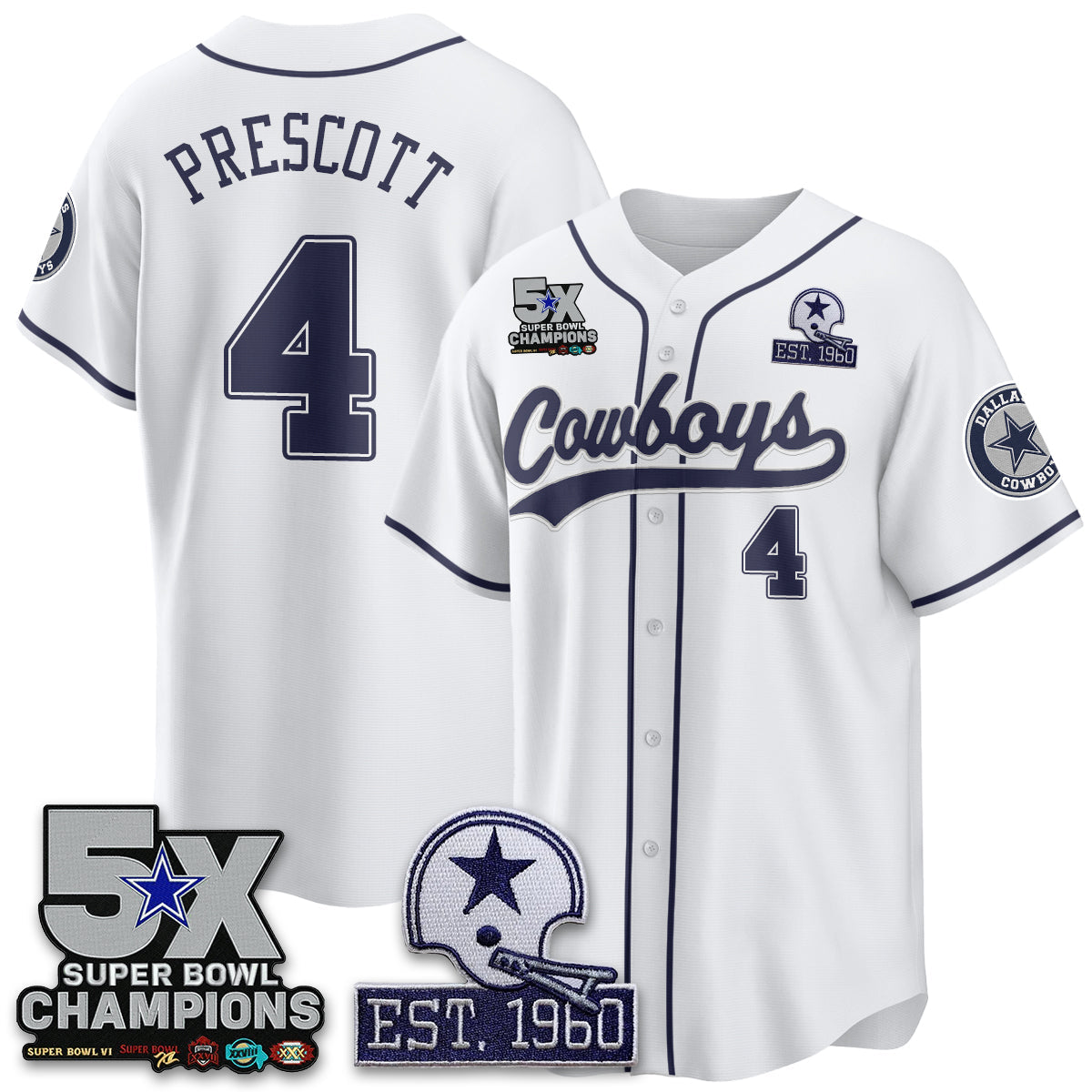 DAL 5-Time Champions Patch Limited Baseball Men Jersey - All Stitched
