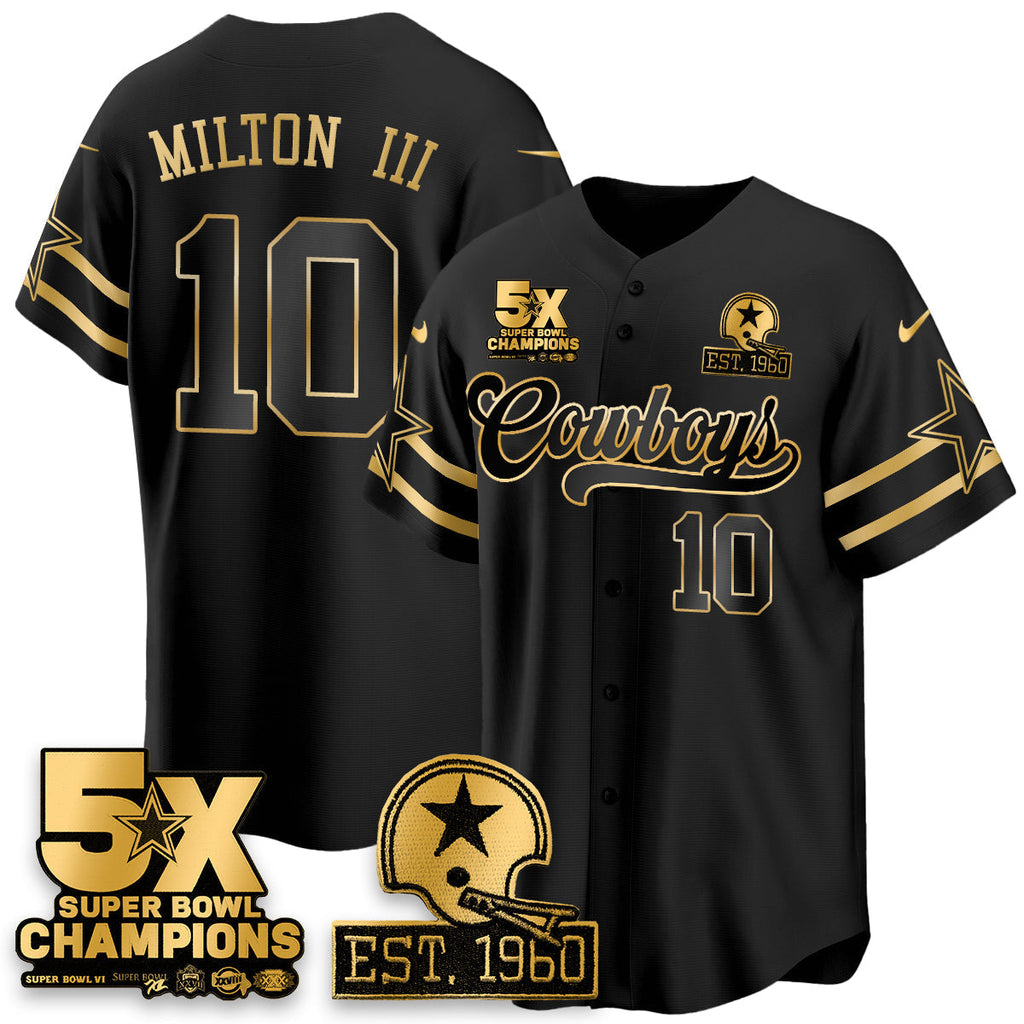 DAL 5-Time Champions Patch Vapor Limited Gold Baseball Men Jersey - All Stitched