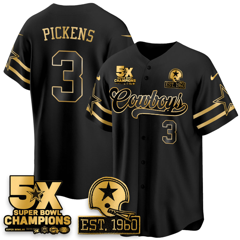 DAL 5-Time Champions Patch Vapor Limited Gold Baseball Men Jersey - All Stitched